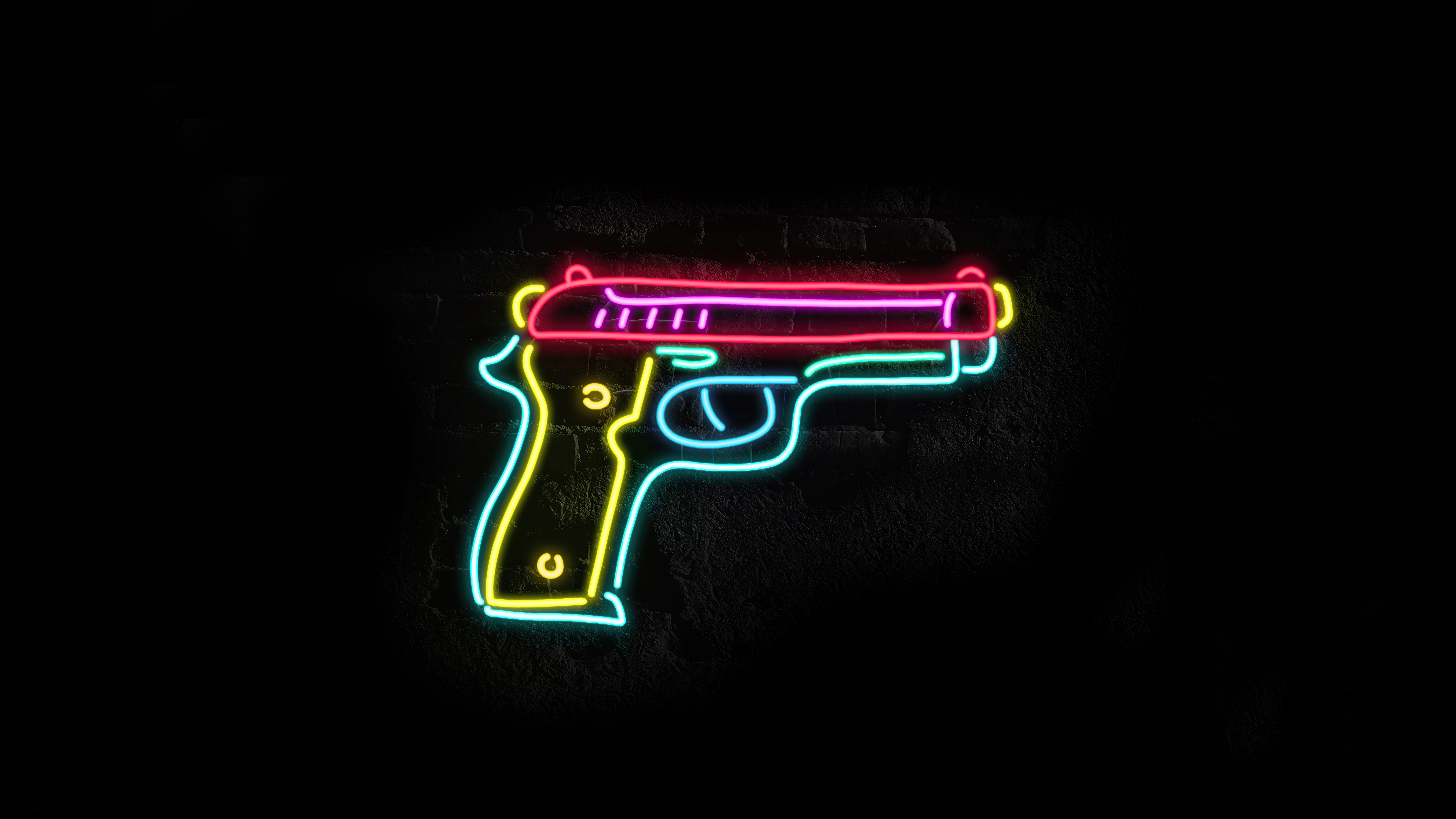 Neon gun artwork HD Wallpaper