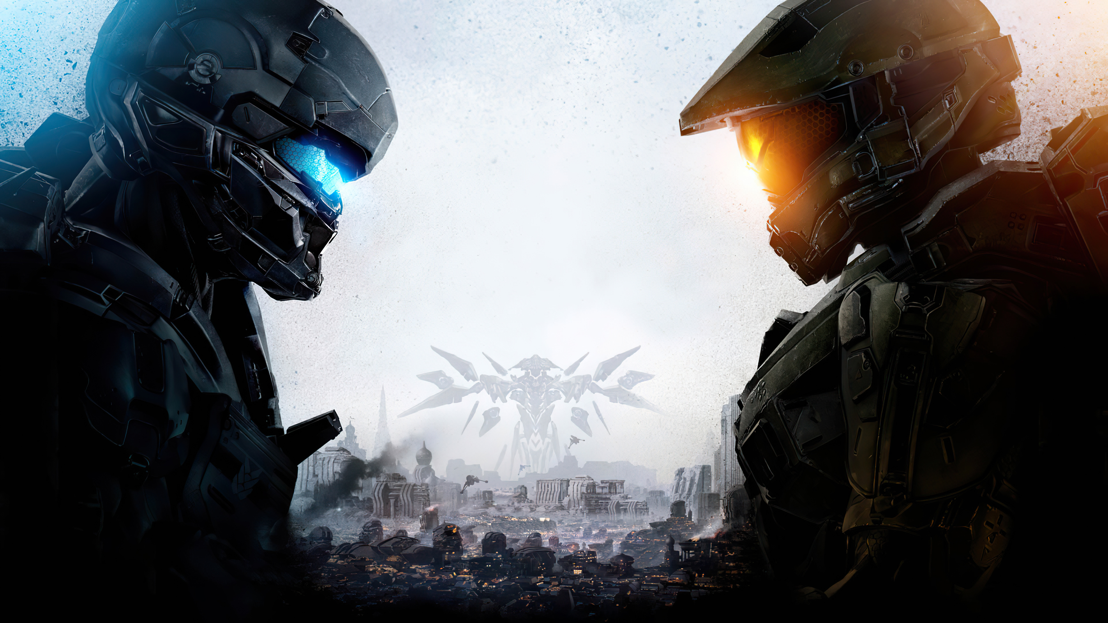 Master Chief and Spartan Locke facing each other in Halo 5 4K HD Wallpaper