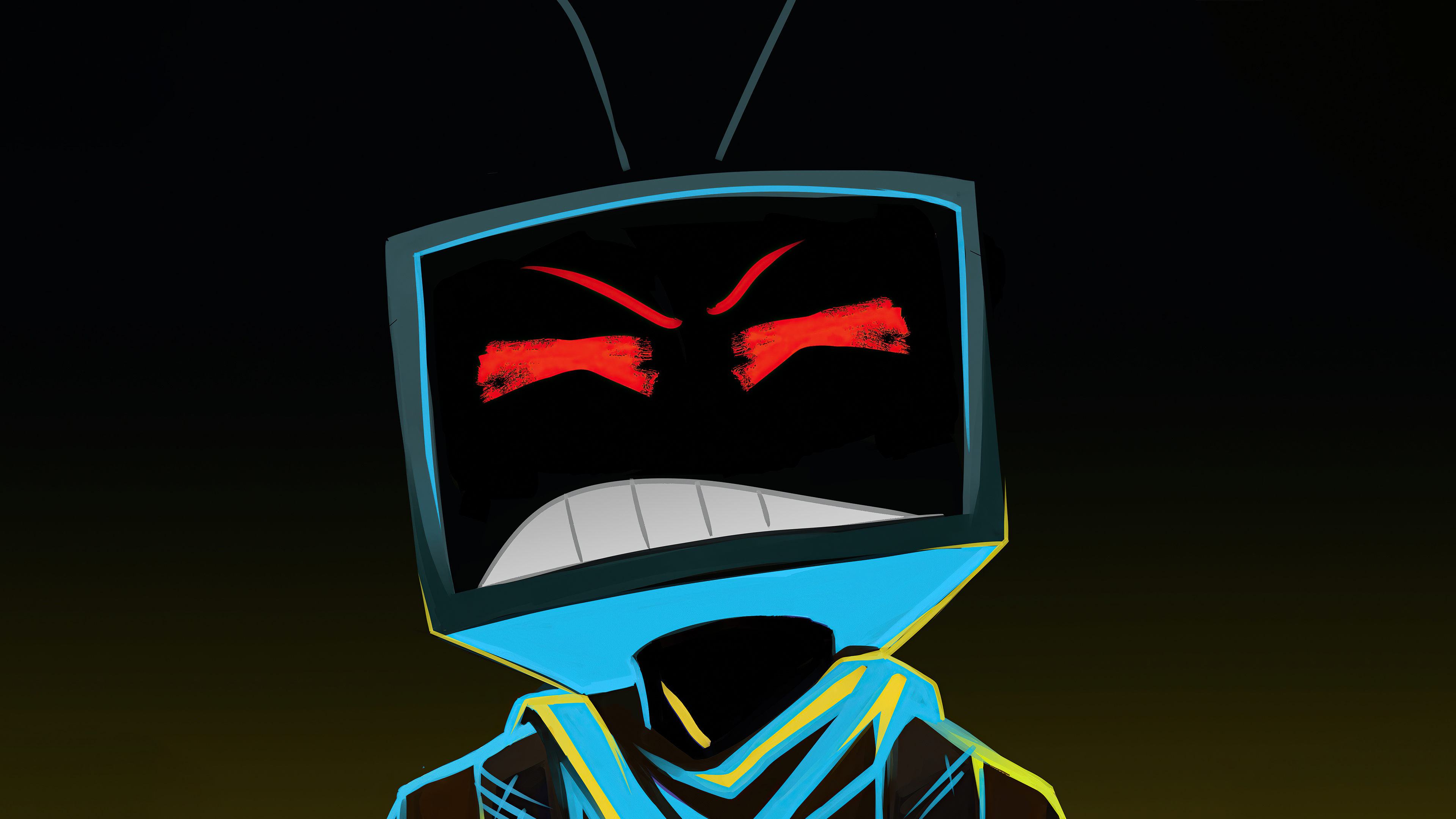 Character with TV head and red angry eyes HD Wallpaper