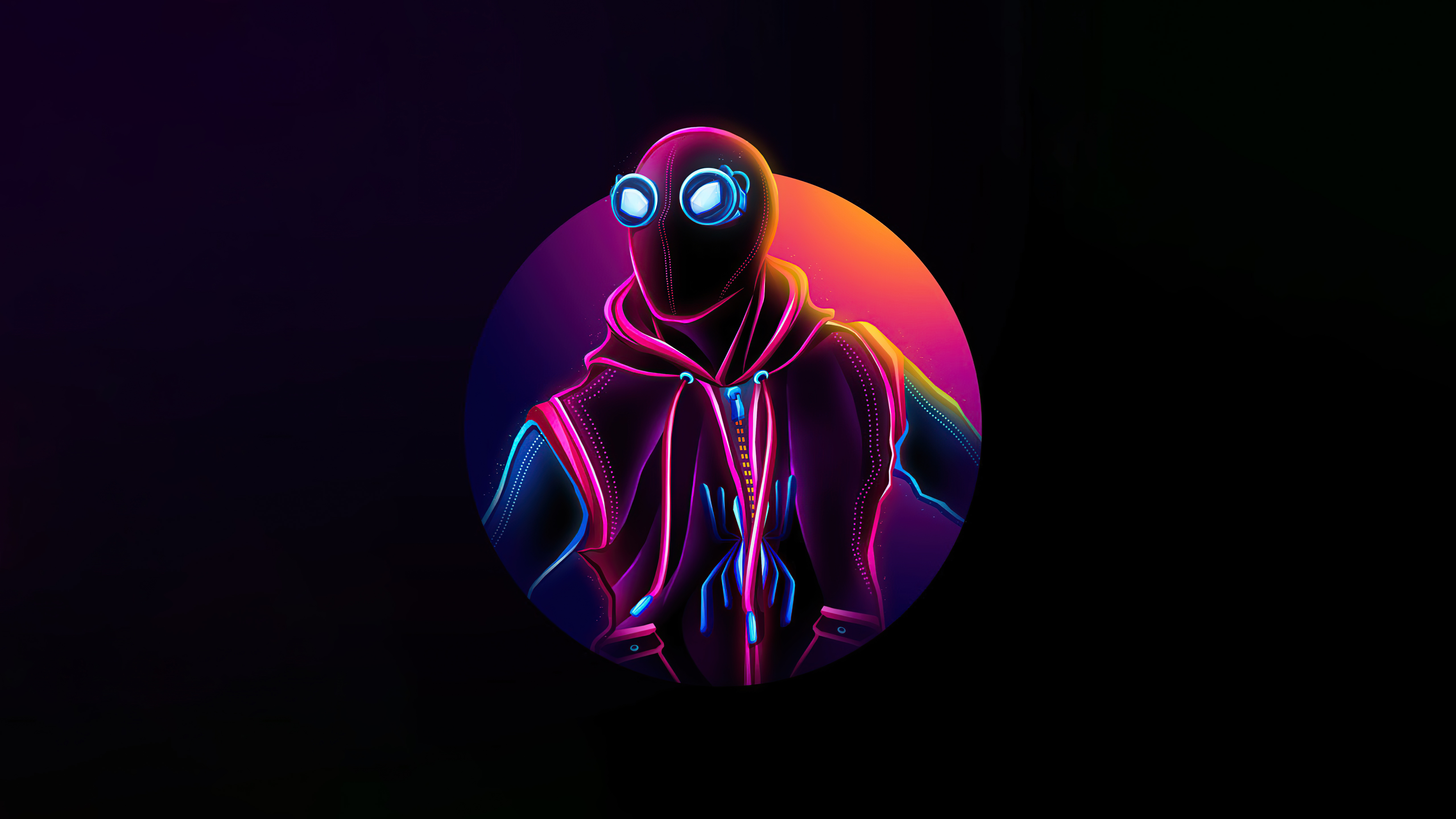 Spiderman artwork with neon outlines HD Wallpaper