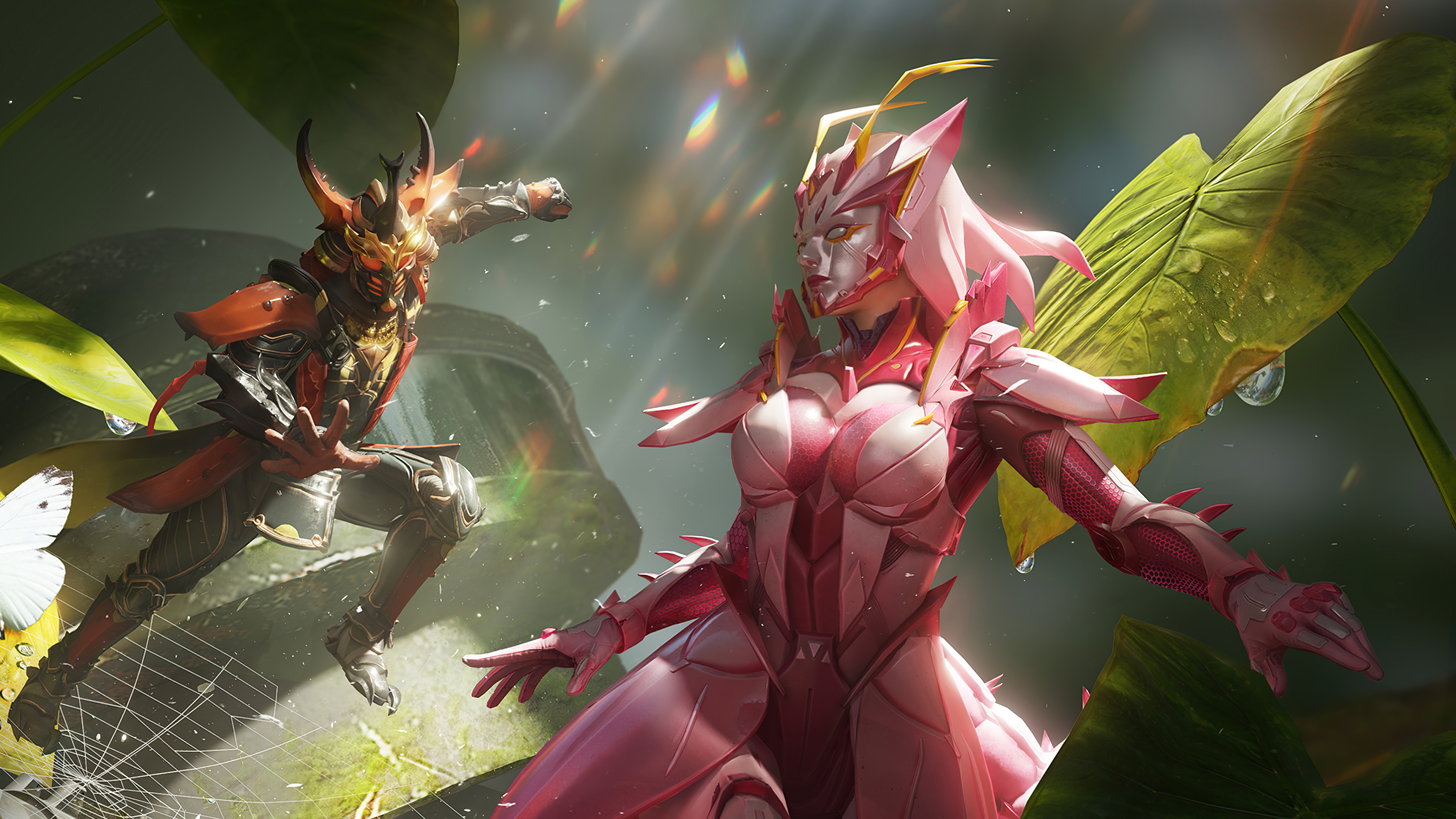 PUBG characters in insectoid armor fighting HD Wallpaper