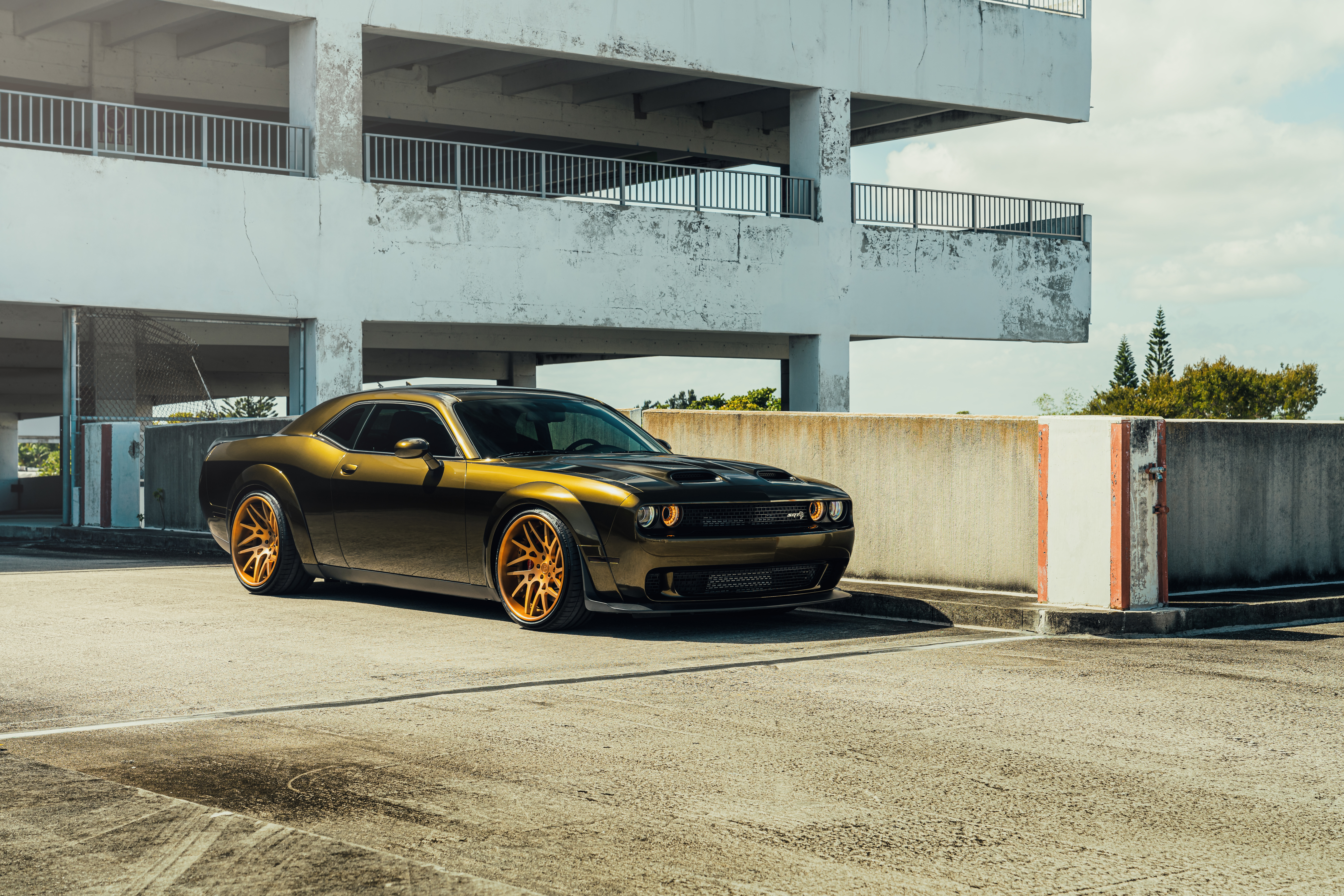 Dodge Challenger SRT Hellcat Widebody in parking lot HD Wallpaper