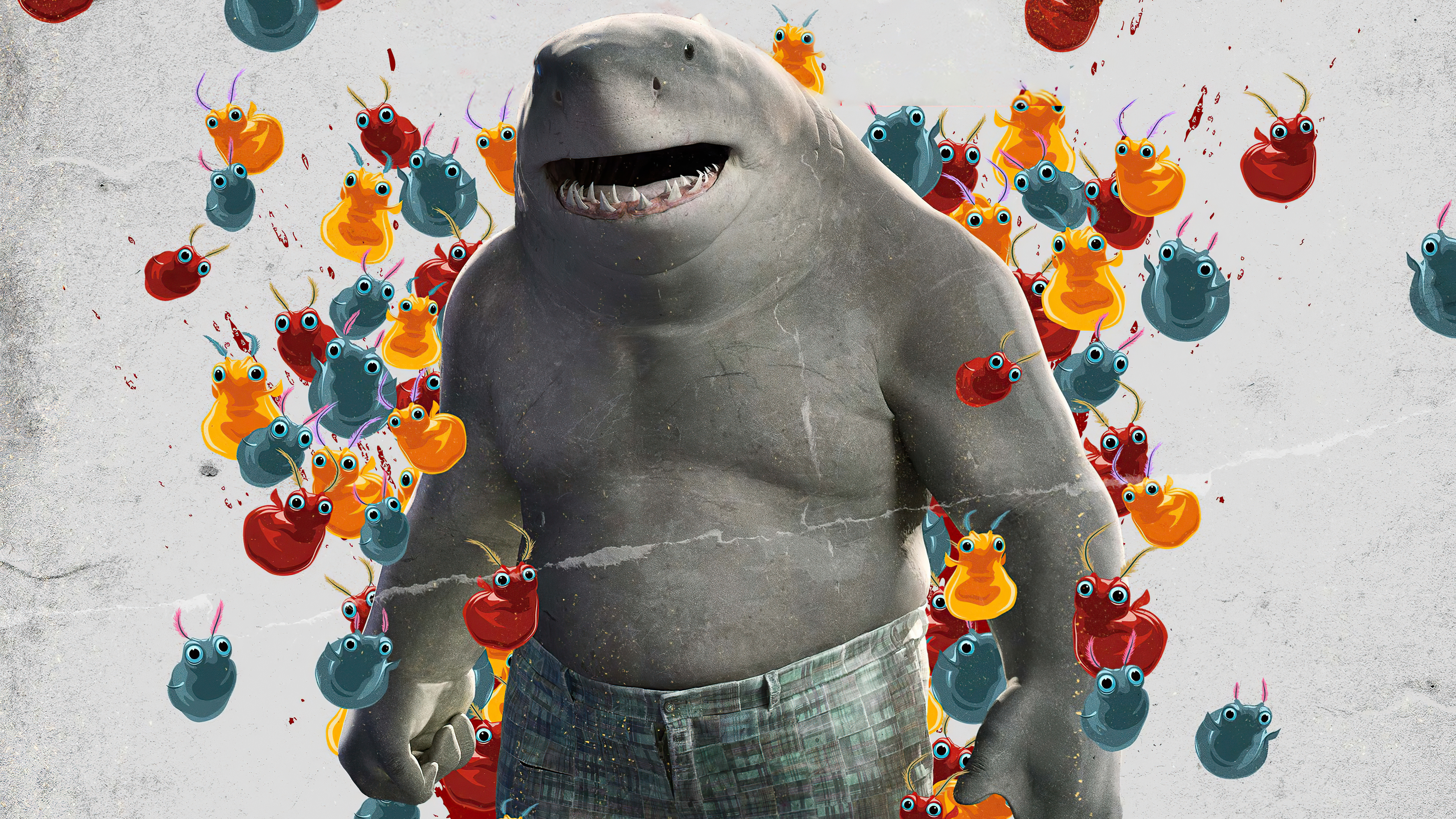 King Shark from The Suicide Squad surrounded by creatures HD Wallpaper