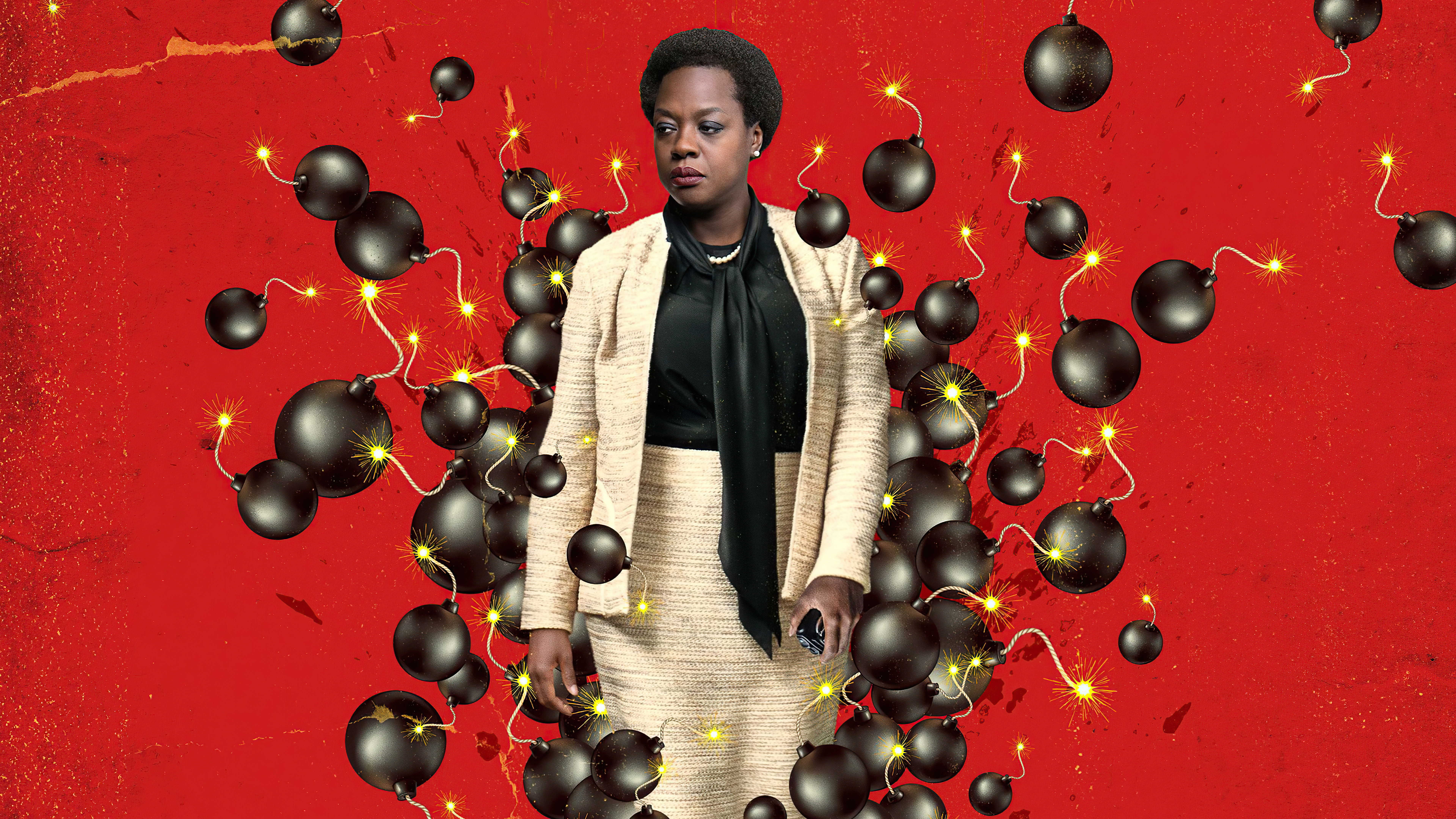 Amanda Waller from The Suicide Squad surrounded by bombs HD Wallpaper