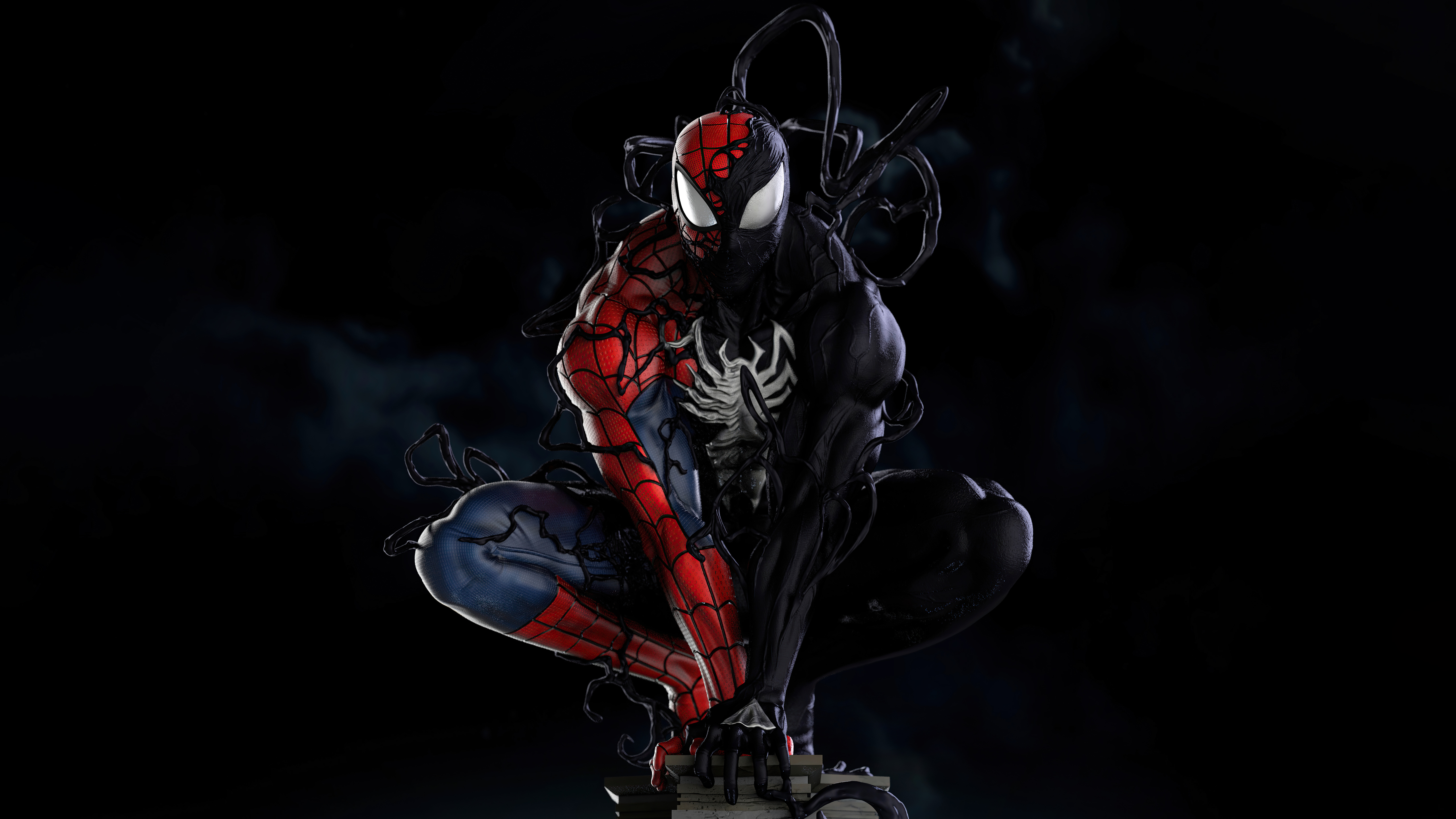 Spider-Man and Venom hybrid artwork HD Wallpaper