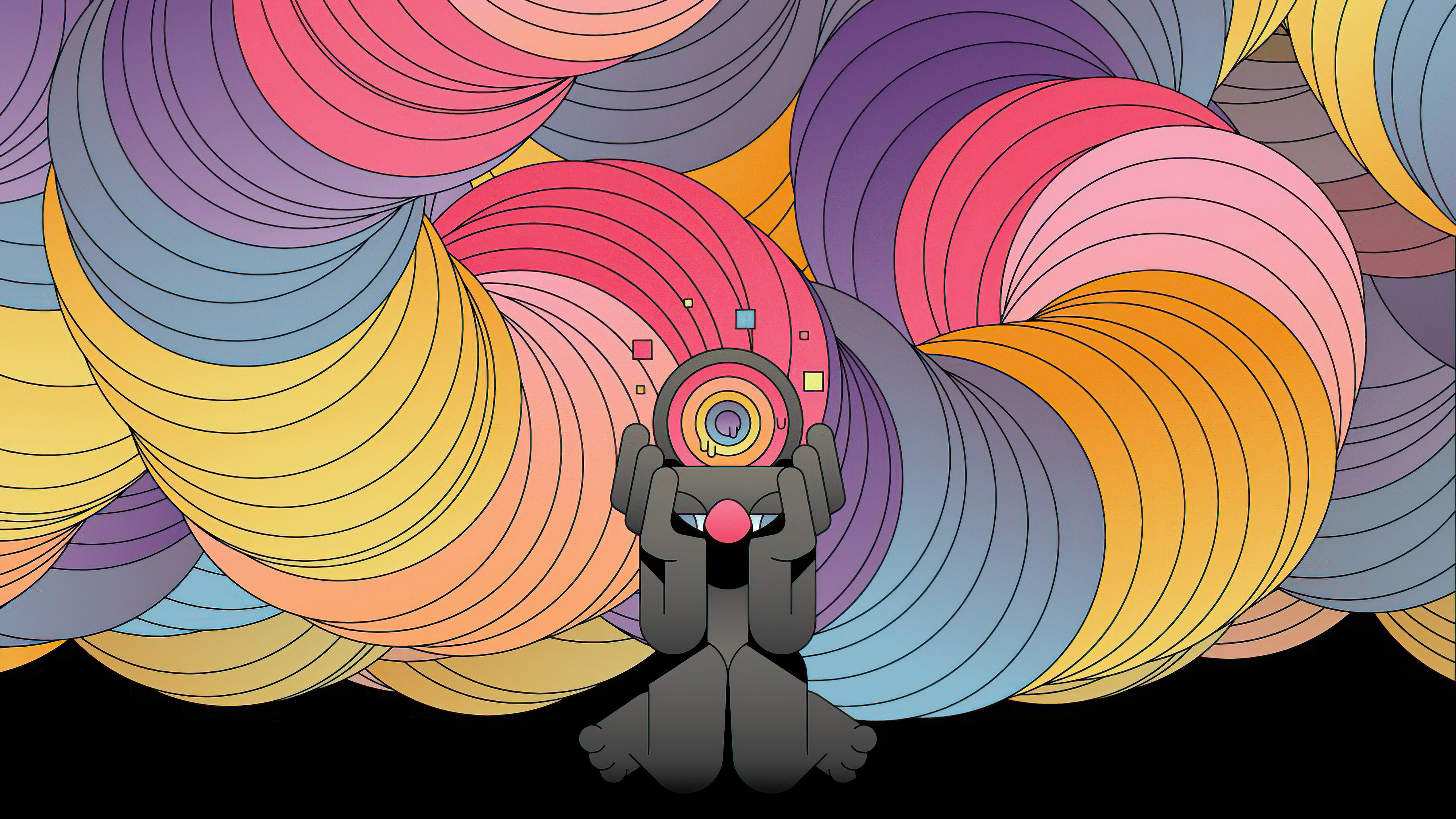 Abstract artwork with swirling colorful patterns HD Wallpaper