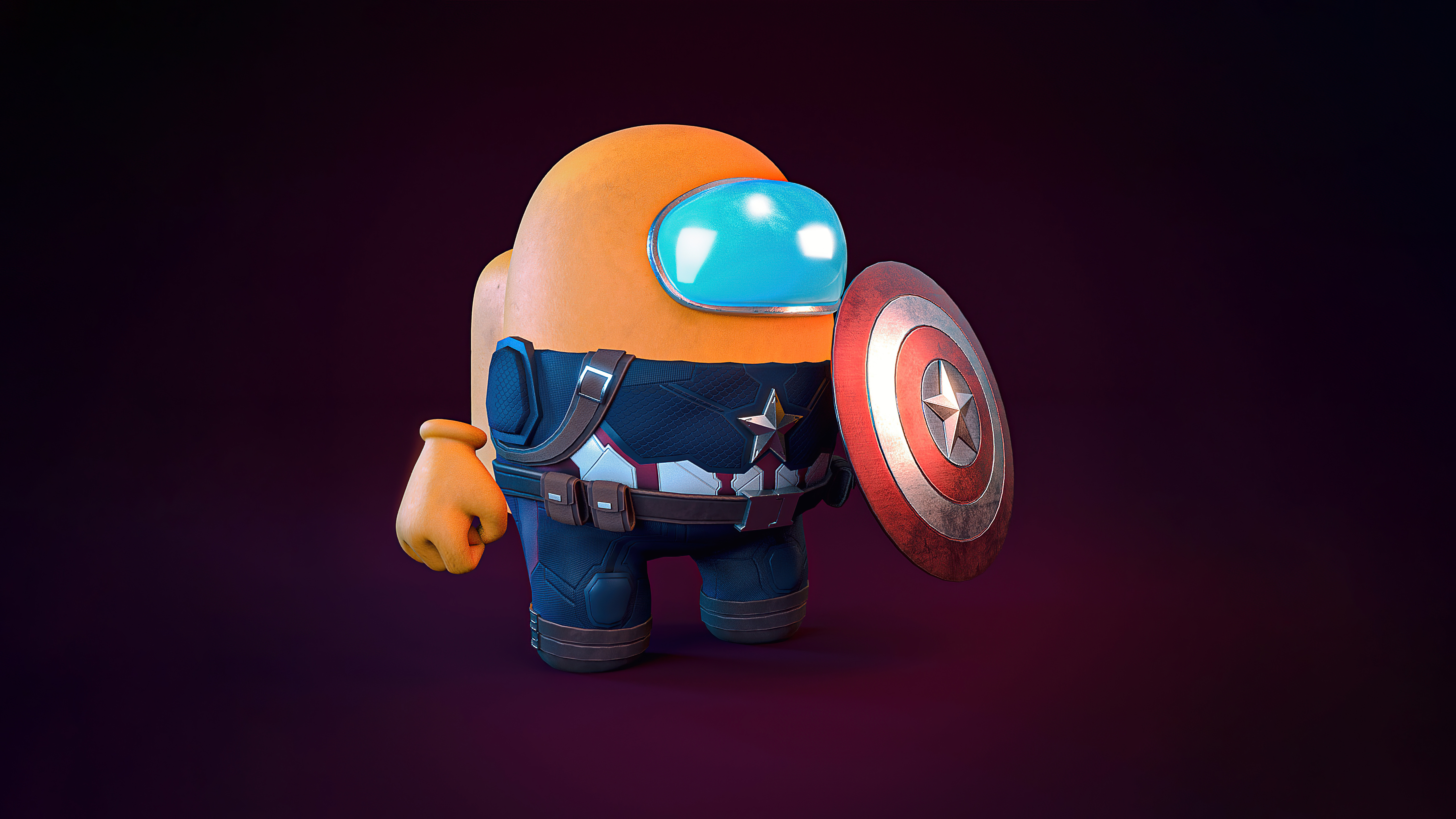 Among Us character as Captain America with shield HD Wallpaper