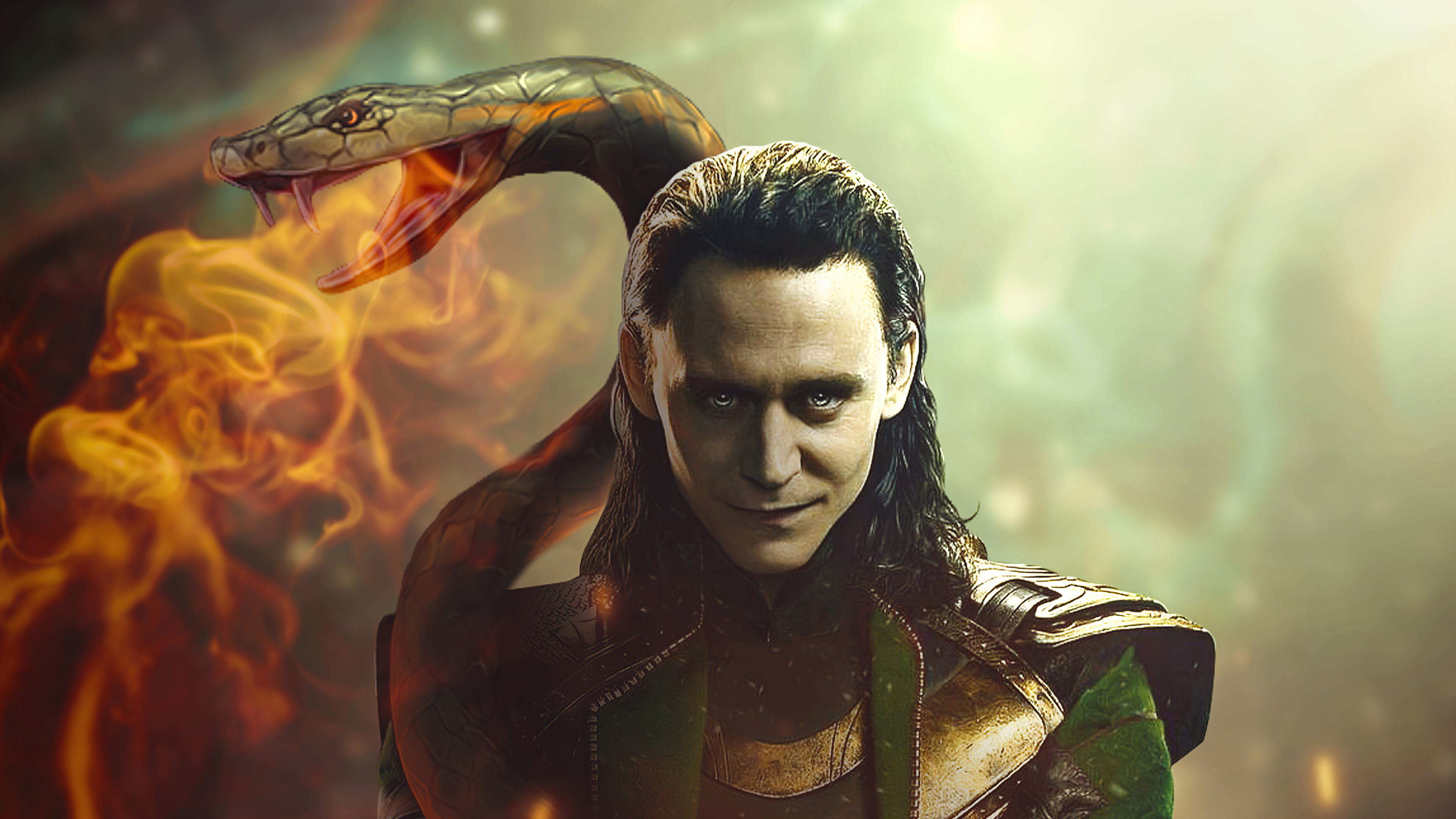 Loki from Loki TV Series with a Snake HD Wallpaper