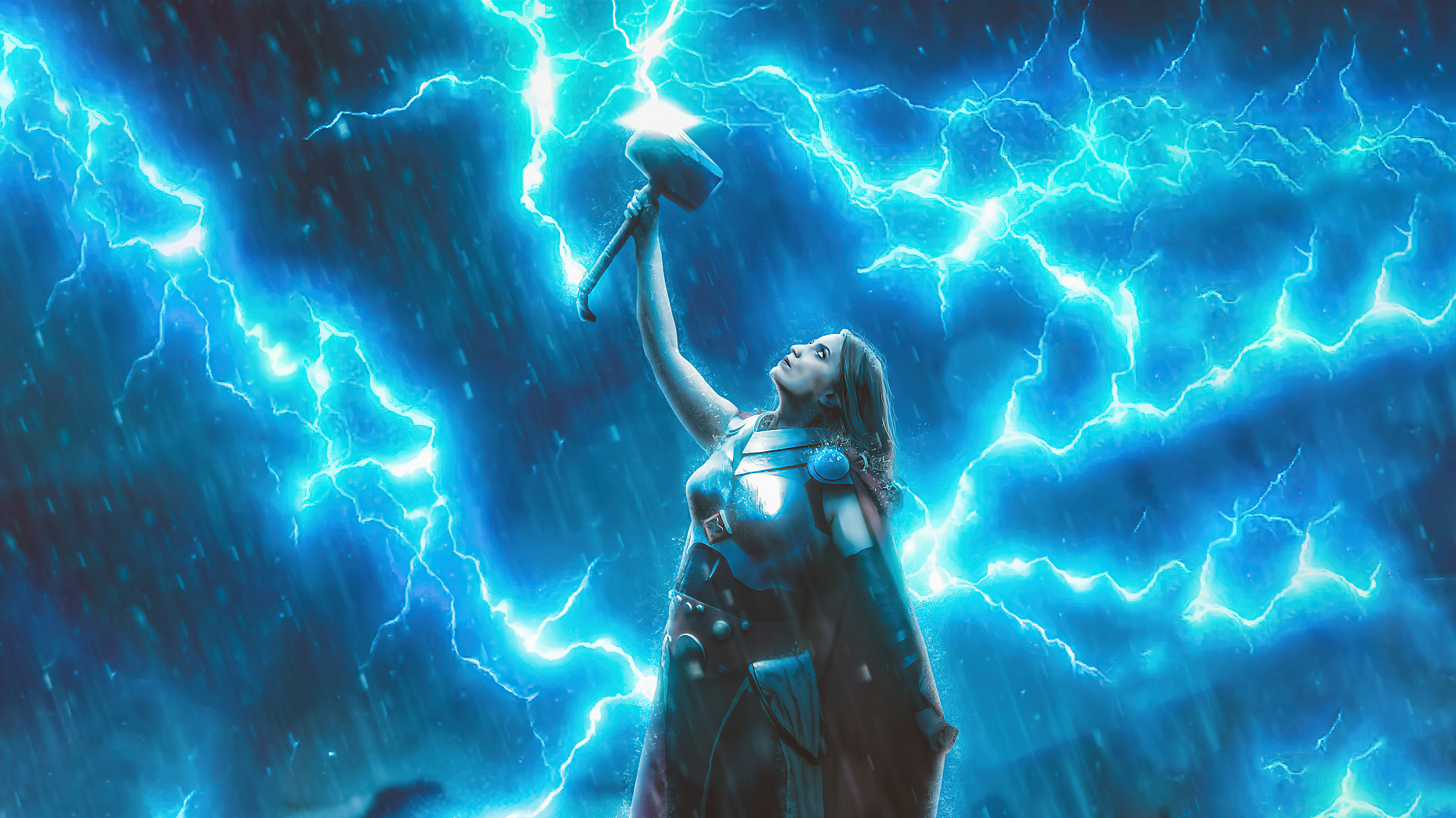 Thor from Marvel Cosplay with Lightning HD Wallpaper