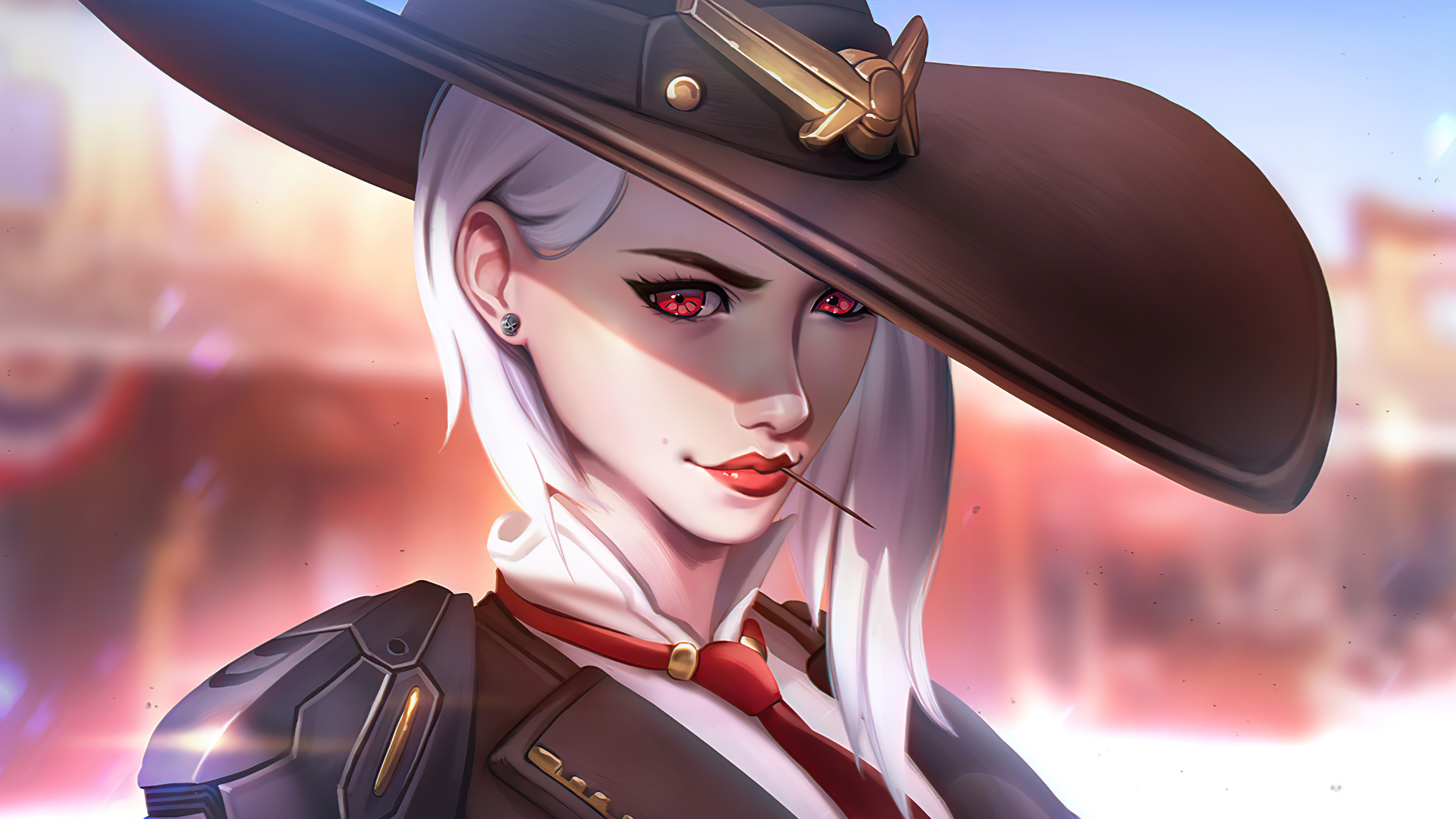 Ashe from Overwatch wearing a cowboy hat HD Wallpaper