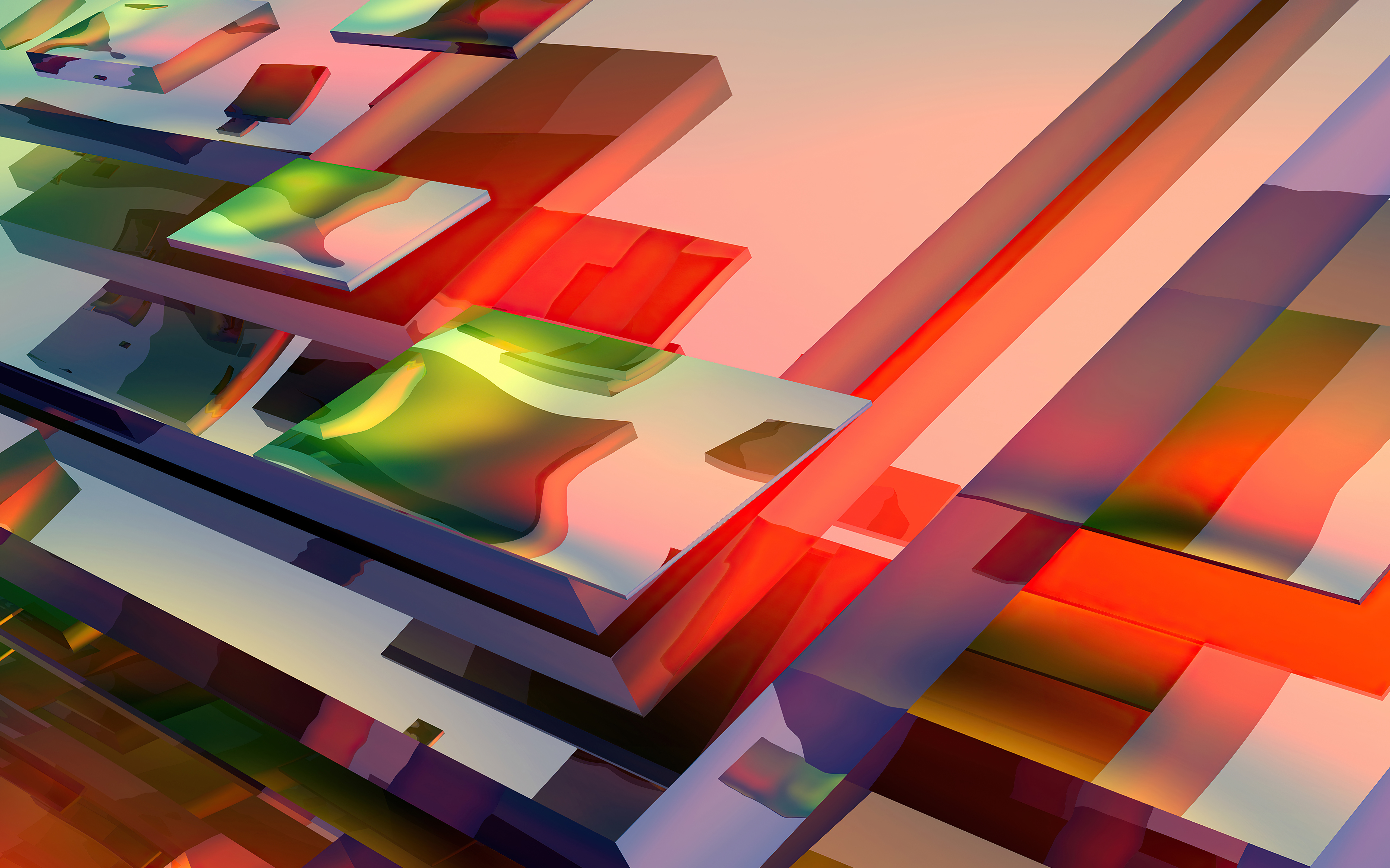 Abstract digital art with geometric shapes HD Wallpaper