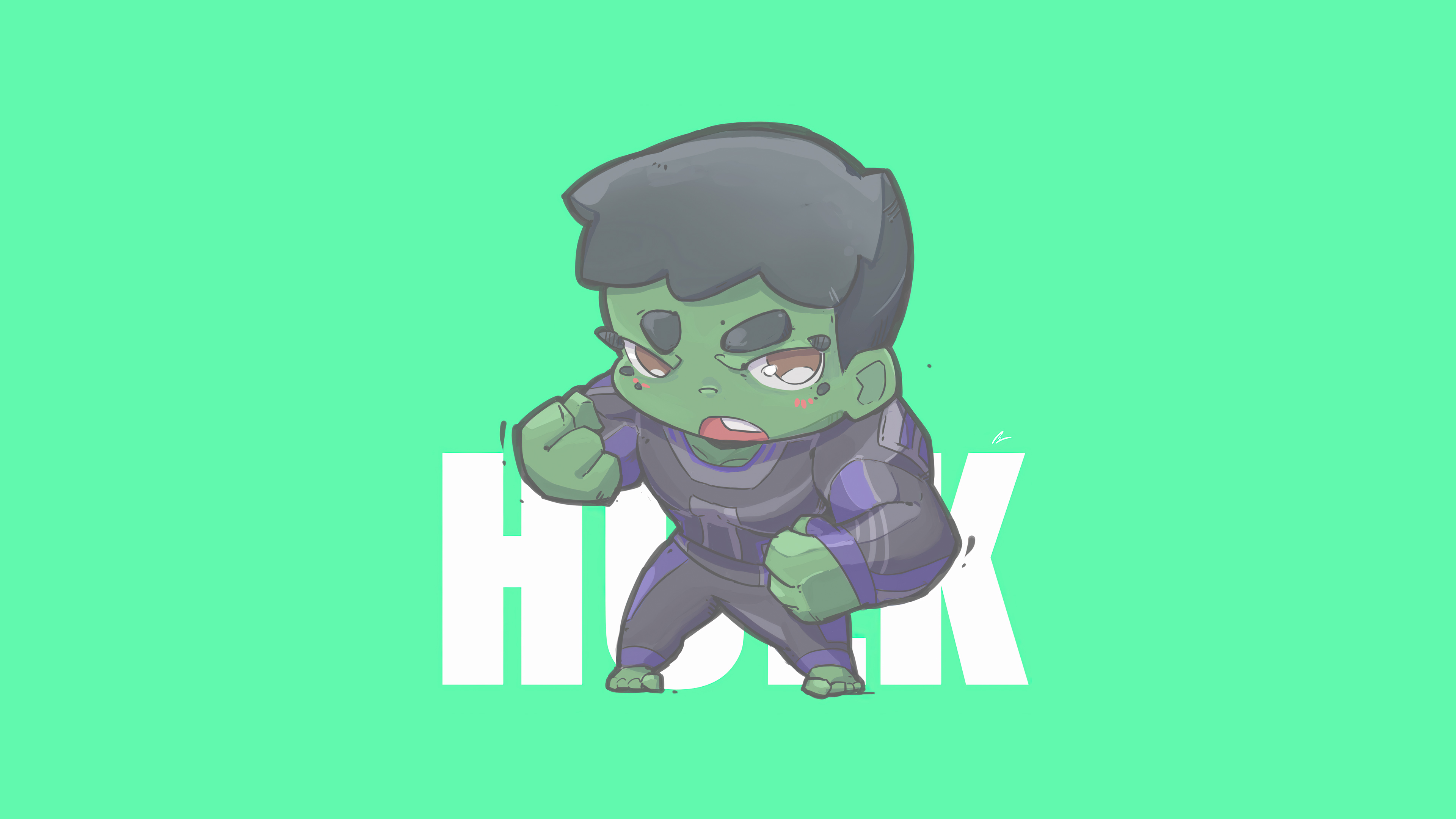 Hulk from Marvel Comics, minimalist digital art HD Wallpaper