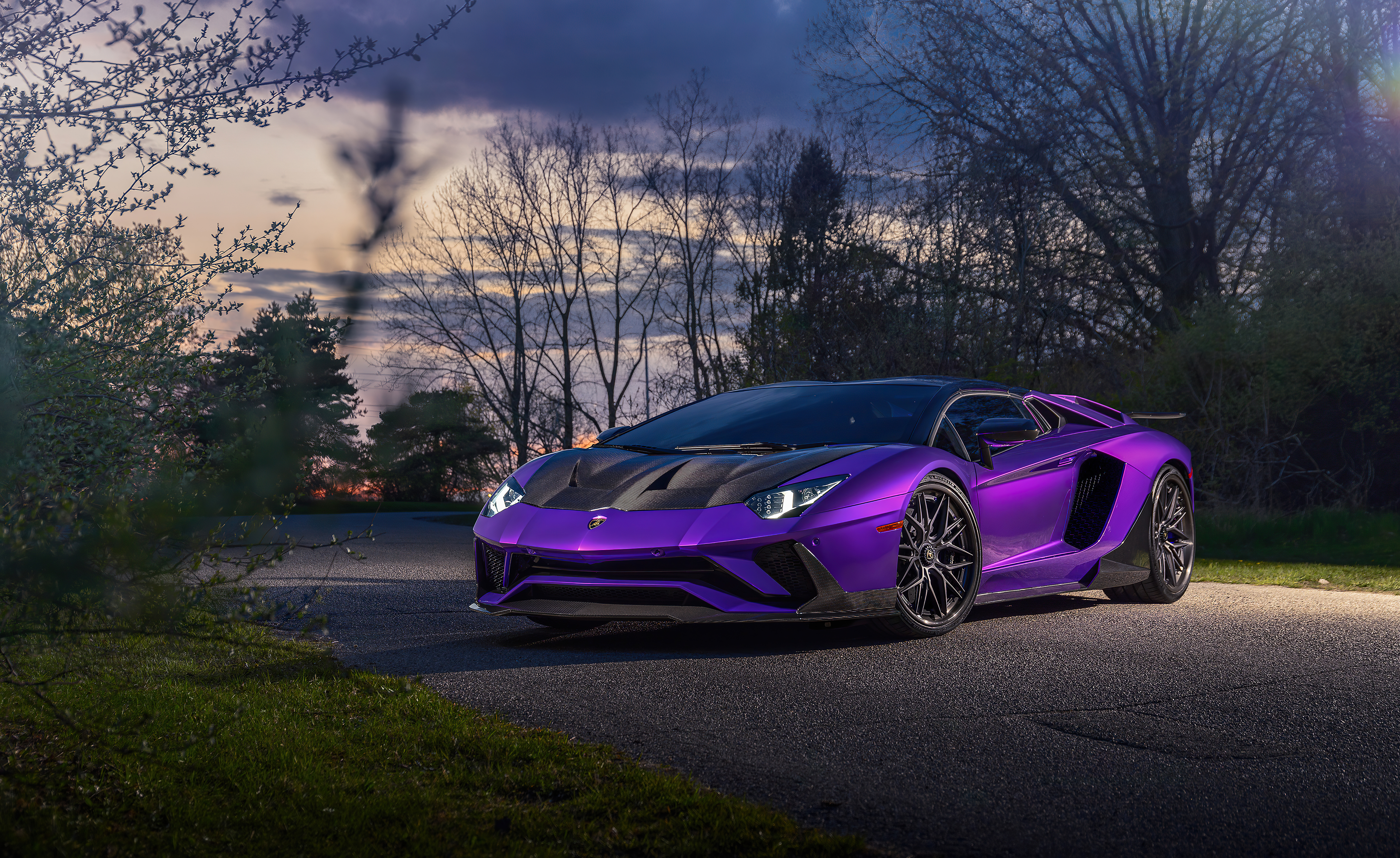 Purple Lamborghini Aventador Supercar 4K HD Wallpaper