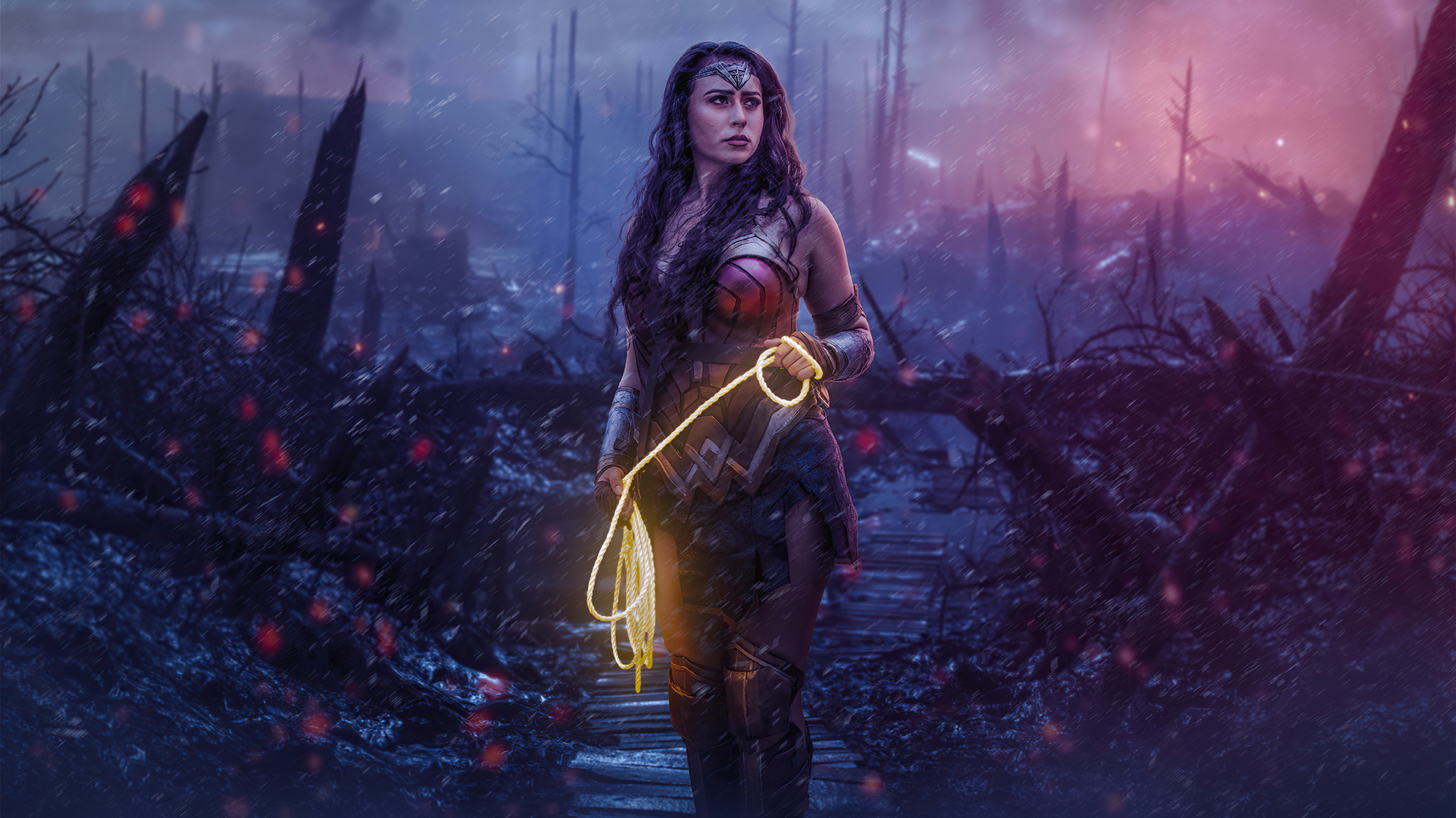 Wonder Woman in a desolate landscape HD Wallpaper