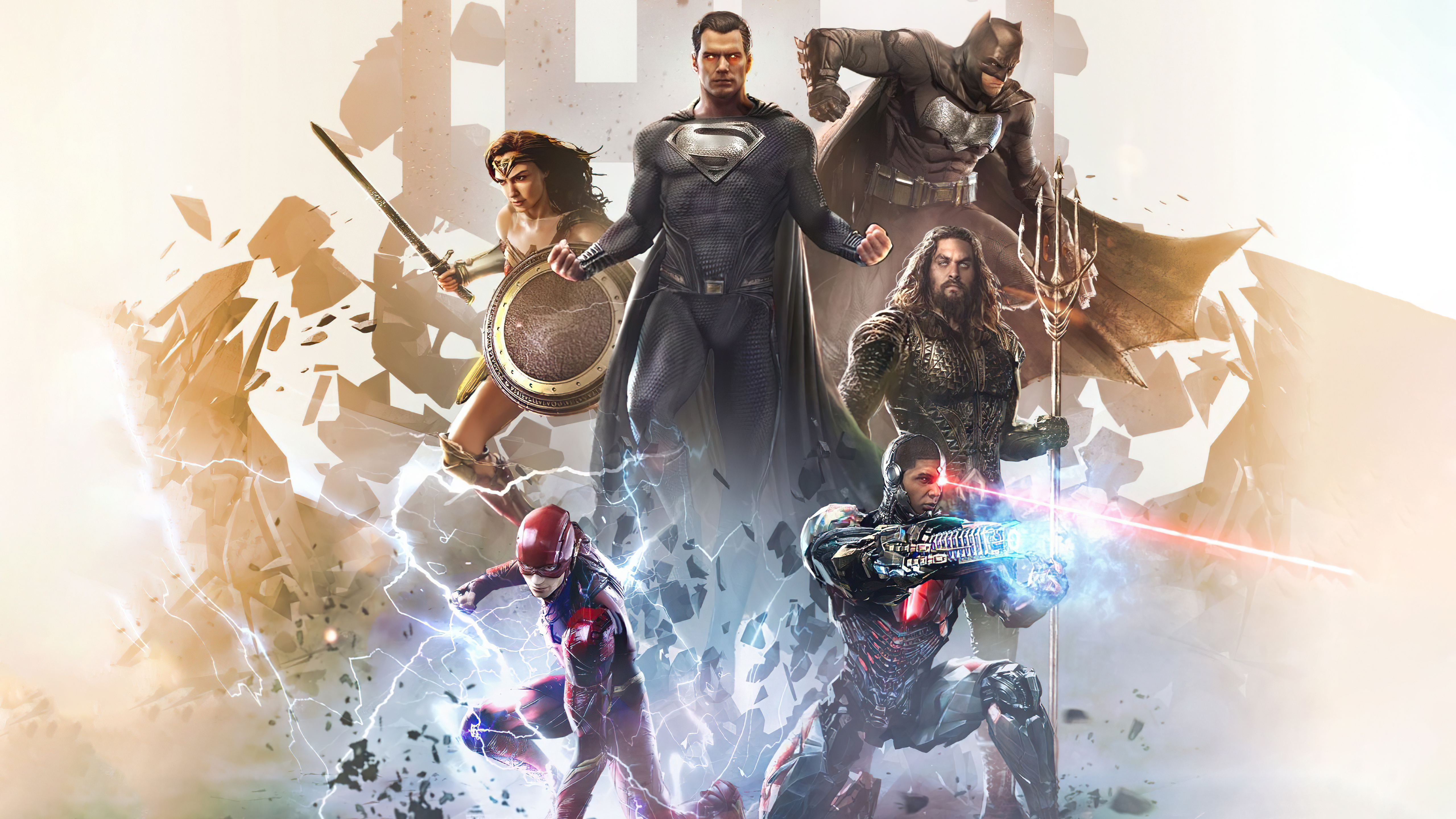 Justice League with Batman, Superman, Wonder Woman, Flash, Aquaman, Cyborg HD Wallpaper