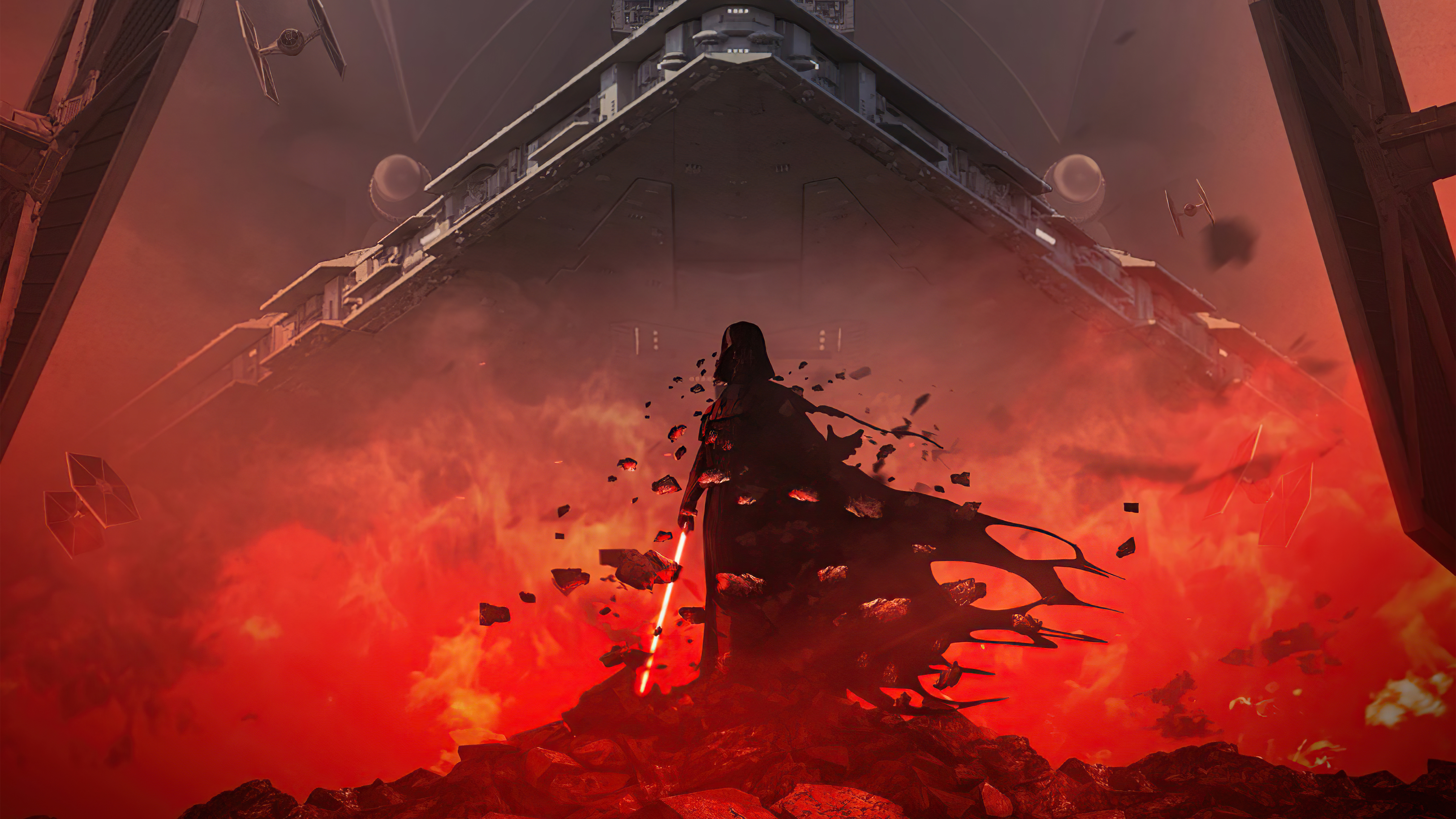 Darth Vader from Star Wars with Star Destroyer HD Wallpaper