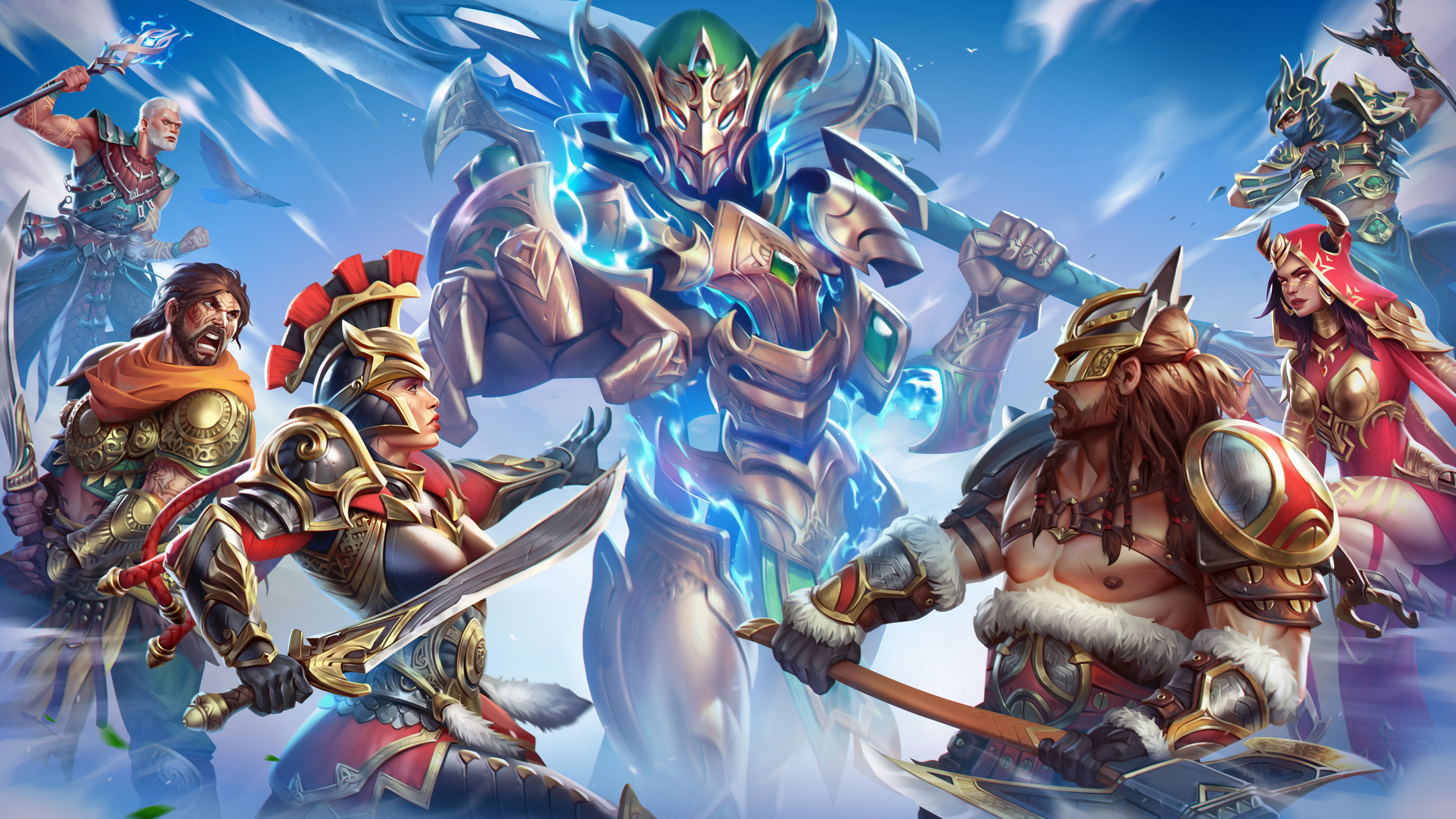 Fantasy warriors in battle 4K HD Wallpaper