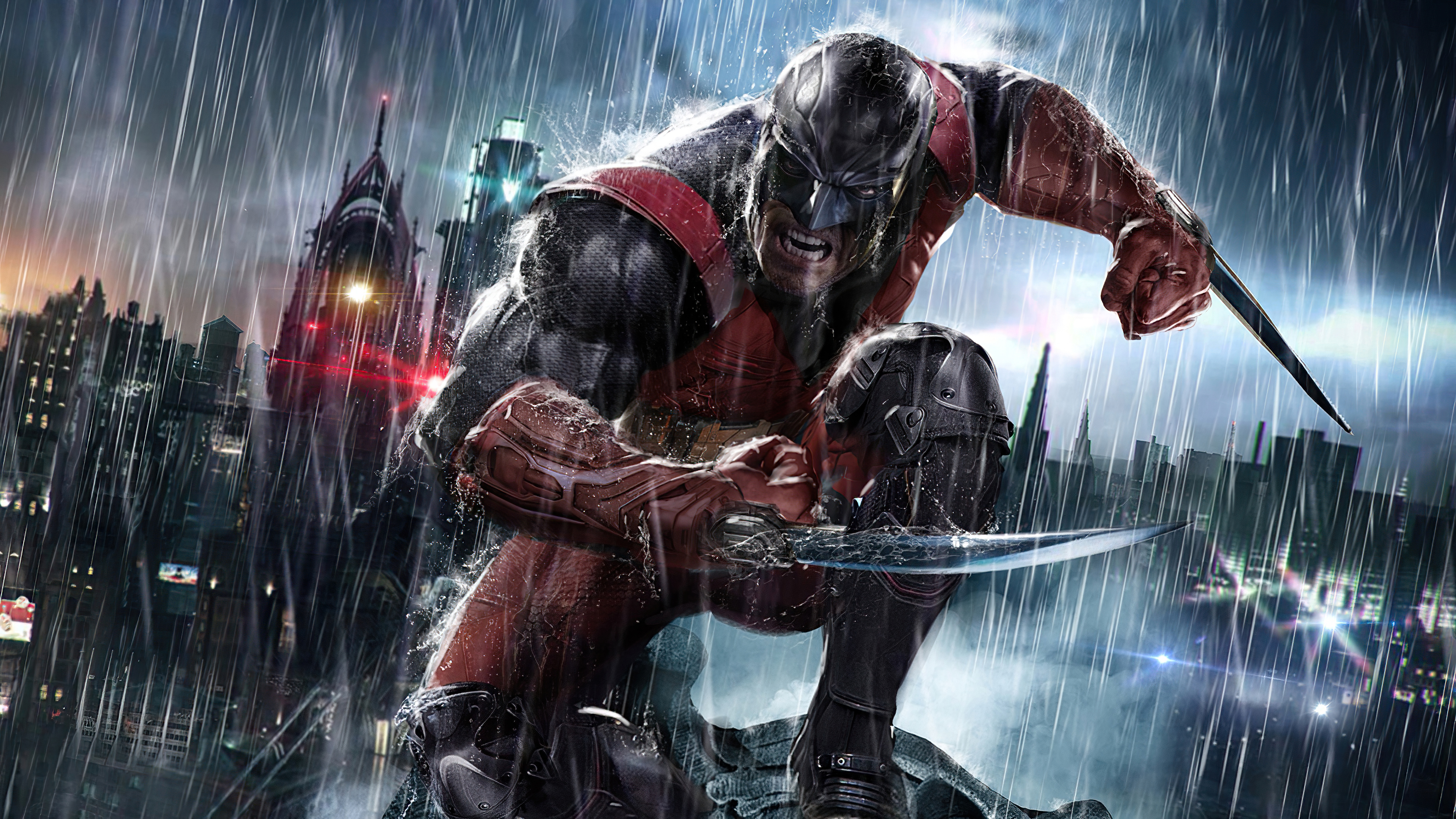 Daredevil from Marvel Comics in the rain HD Wallpaper