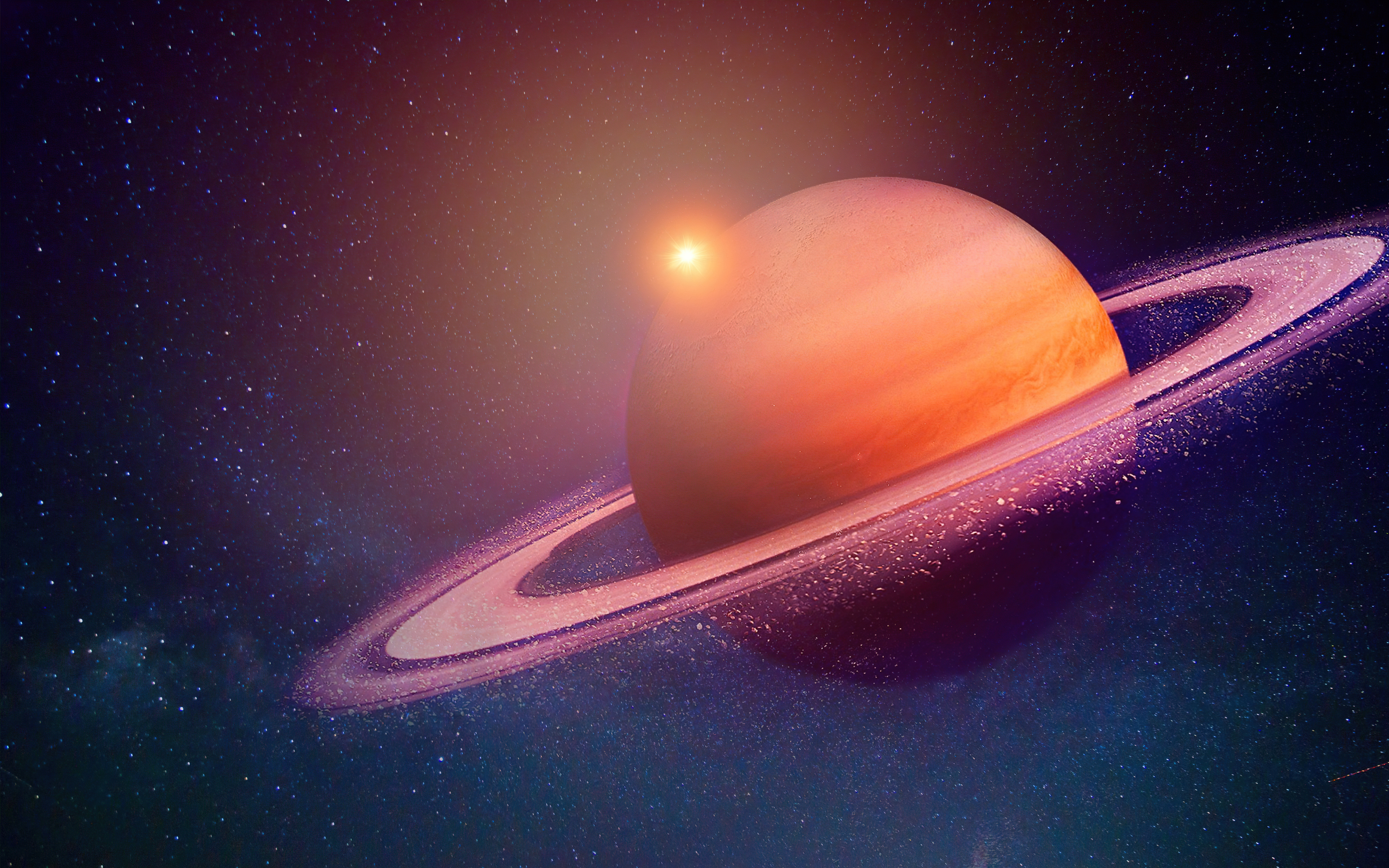 Saturn with Rings in Digital Universe Artwork HD Wallpaper