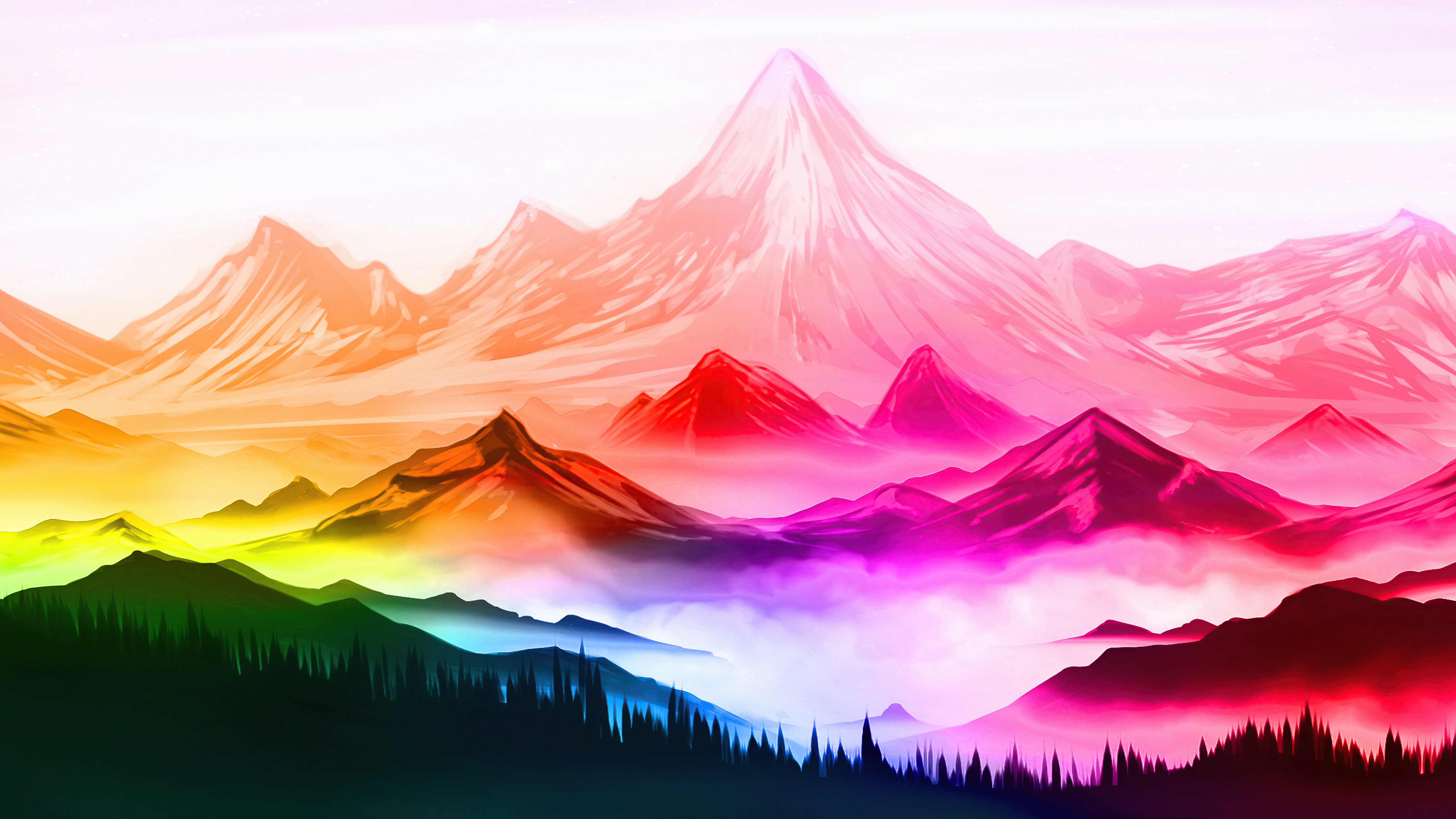Colorful mountains artwork digital art 4k HD Wallpaper