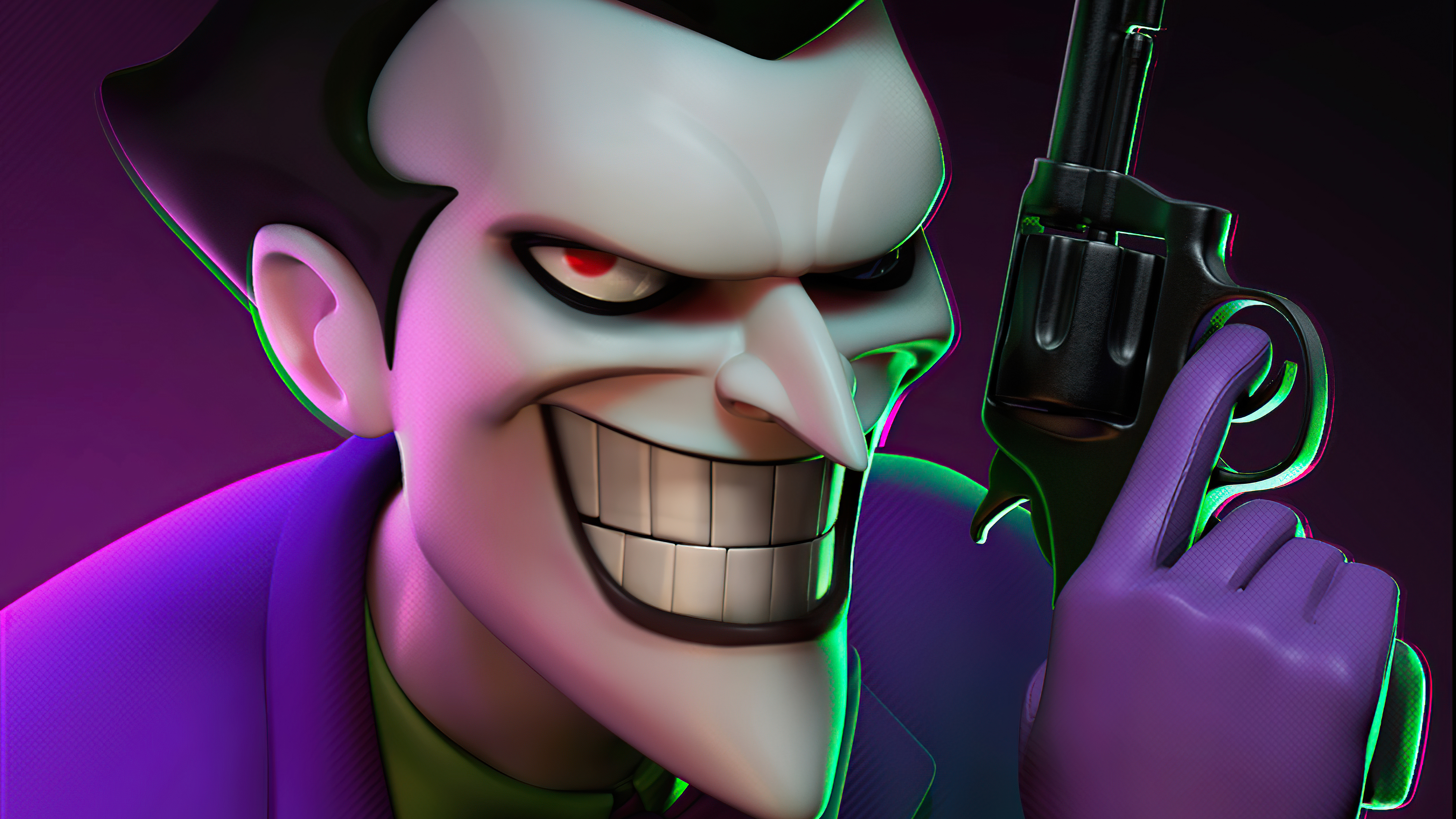 The Joker from DC Comics holding a gun HD Wallpaper