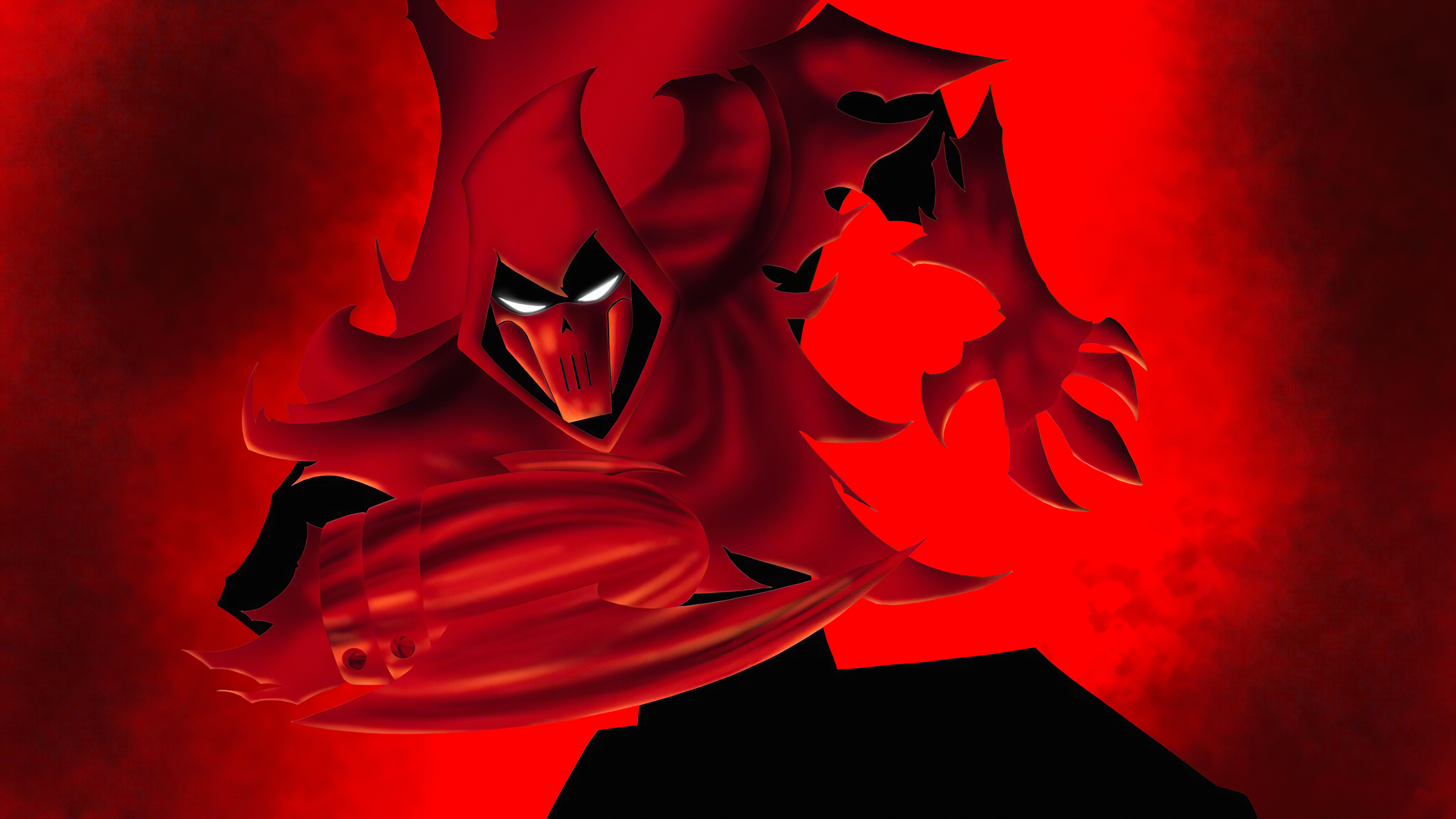 Red hooded figure with skull mask HD Wallpaper