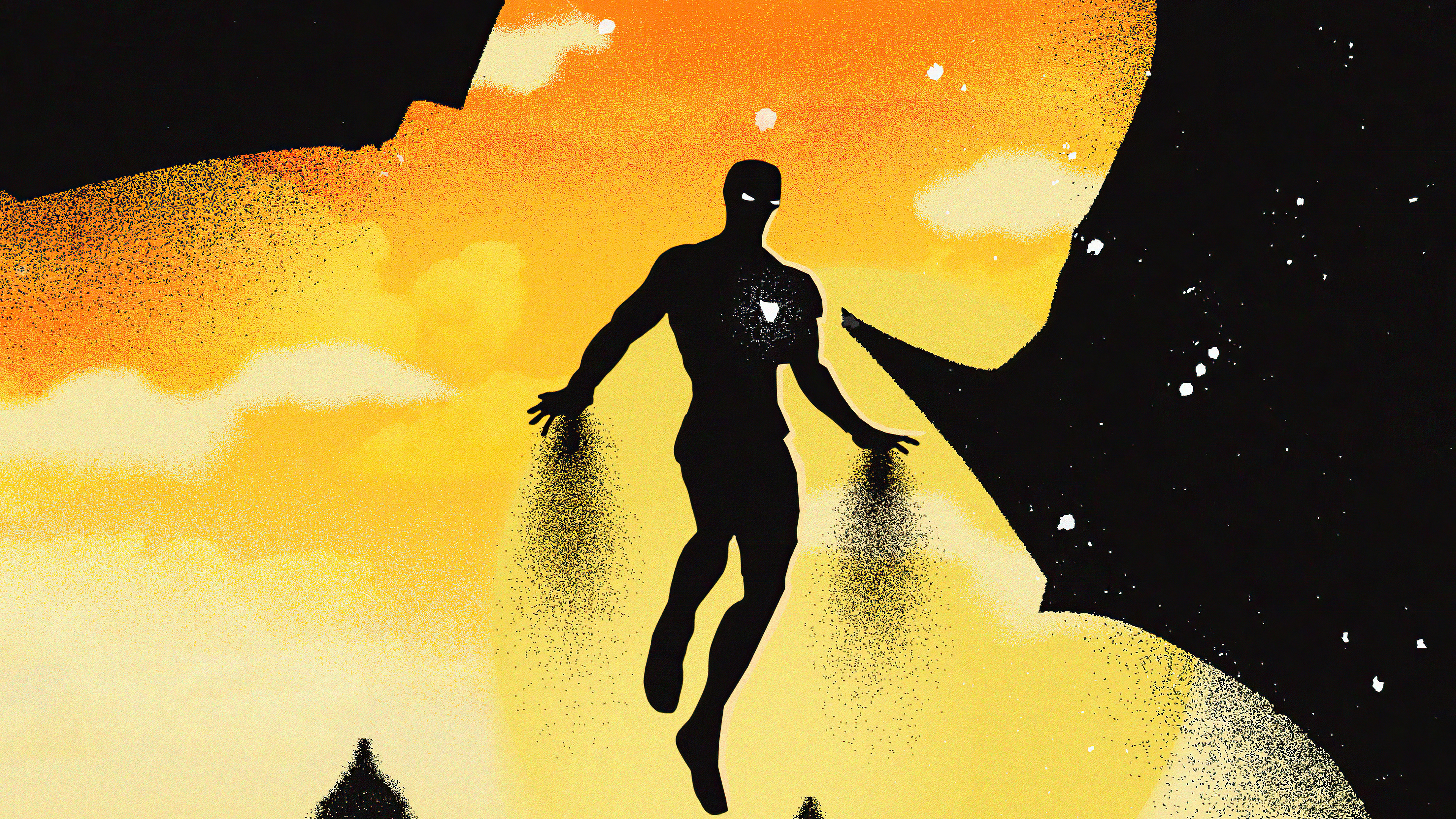 Iron Man artwork with orange sky HD Wallpaper