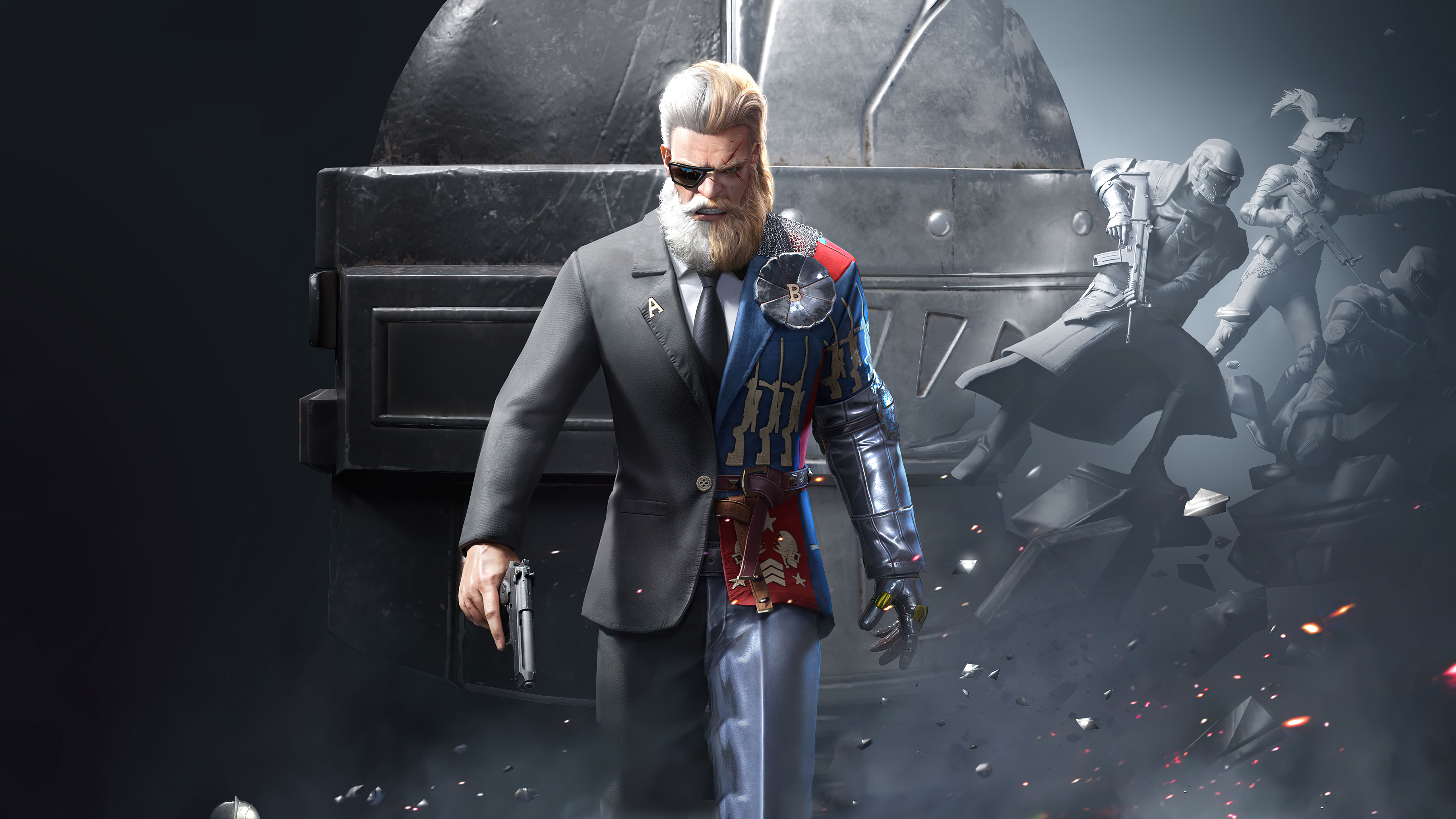 Player from PUBG in a suit and military outfit HD Wallpaper