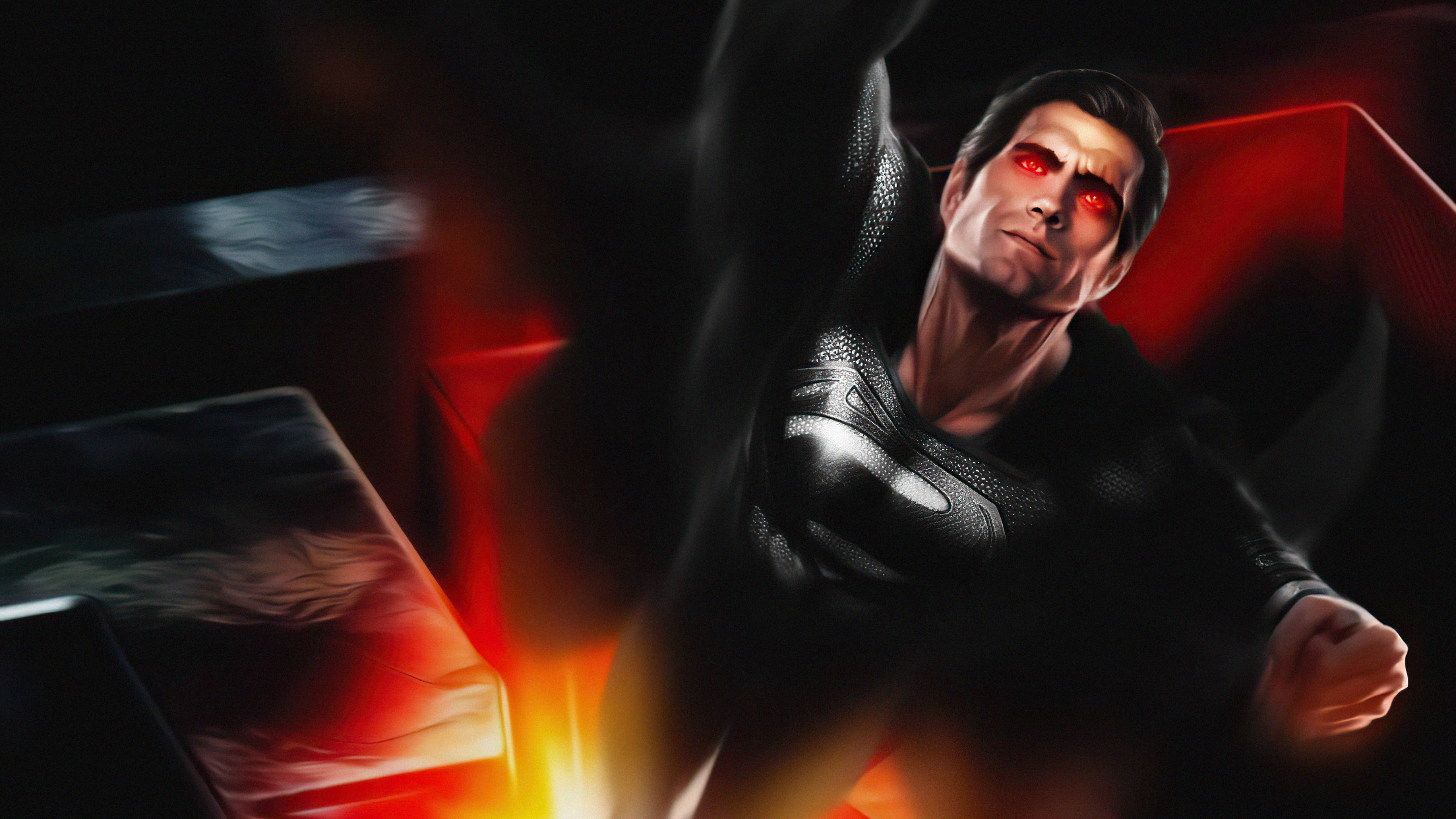 Superman from DC Comics in black suit with red eyes HD Wallpaper