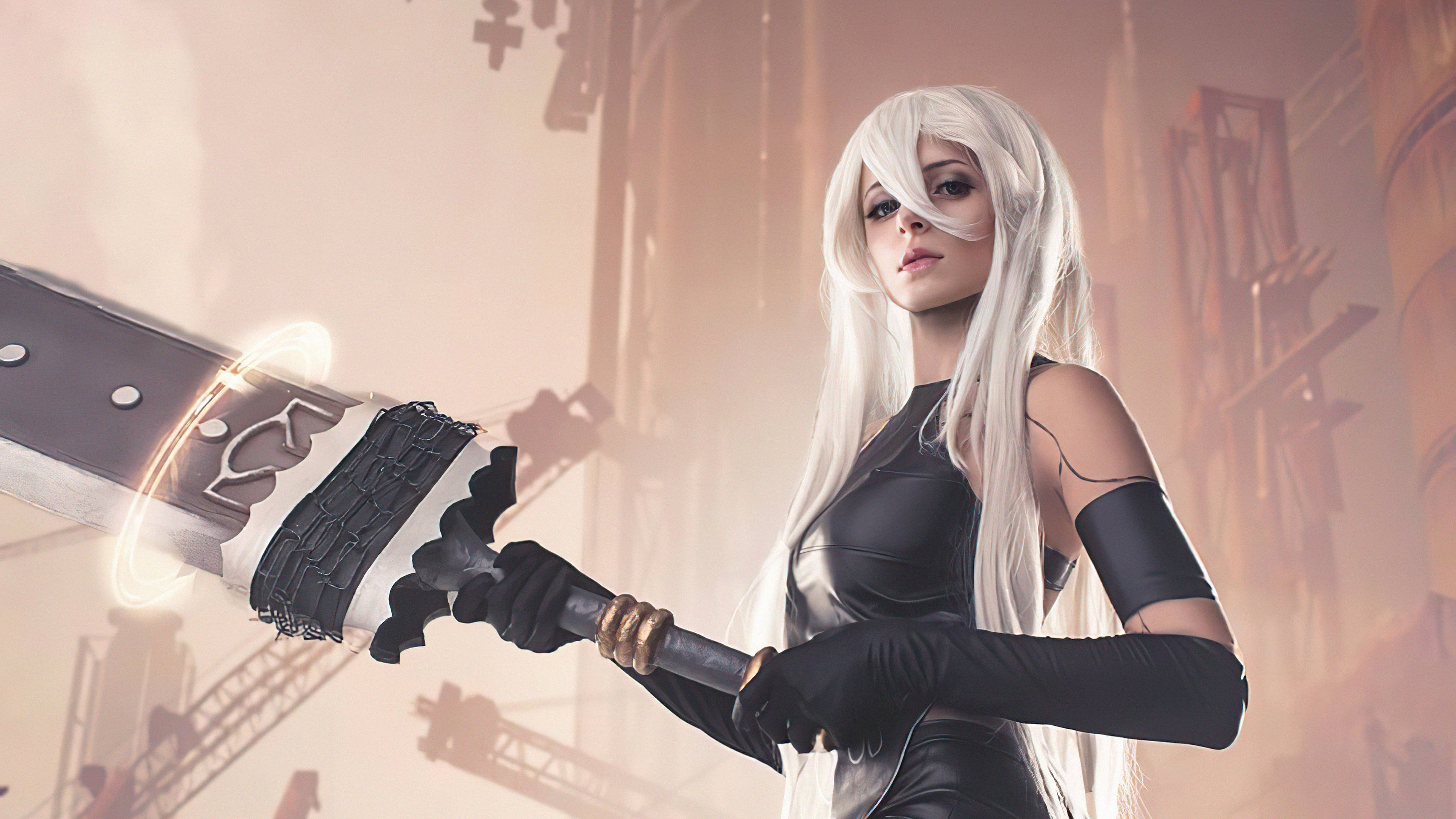 A2 from Nier Automata cosplay with a sword HD Wallpaper