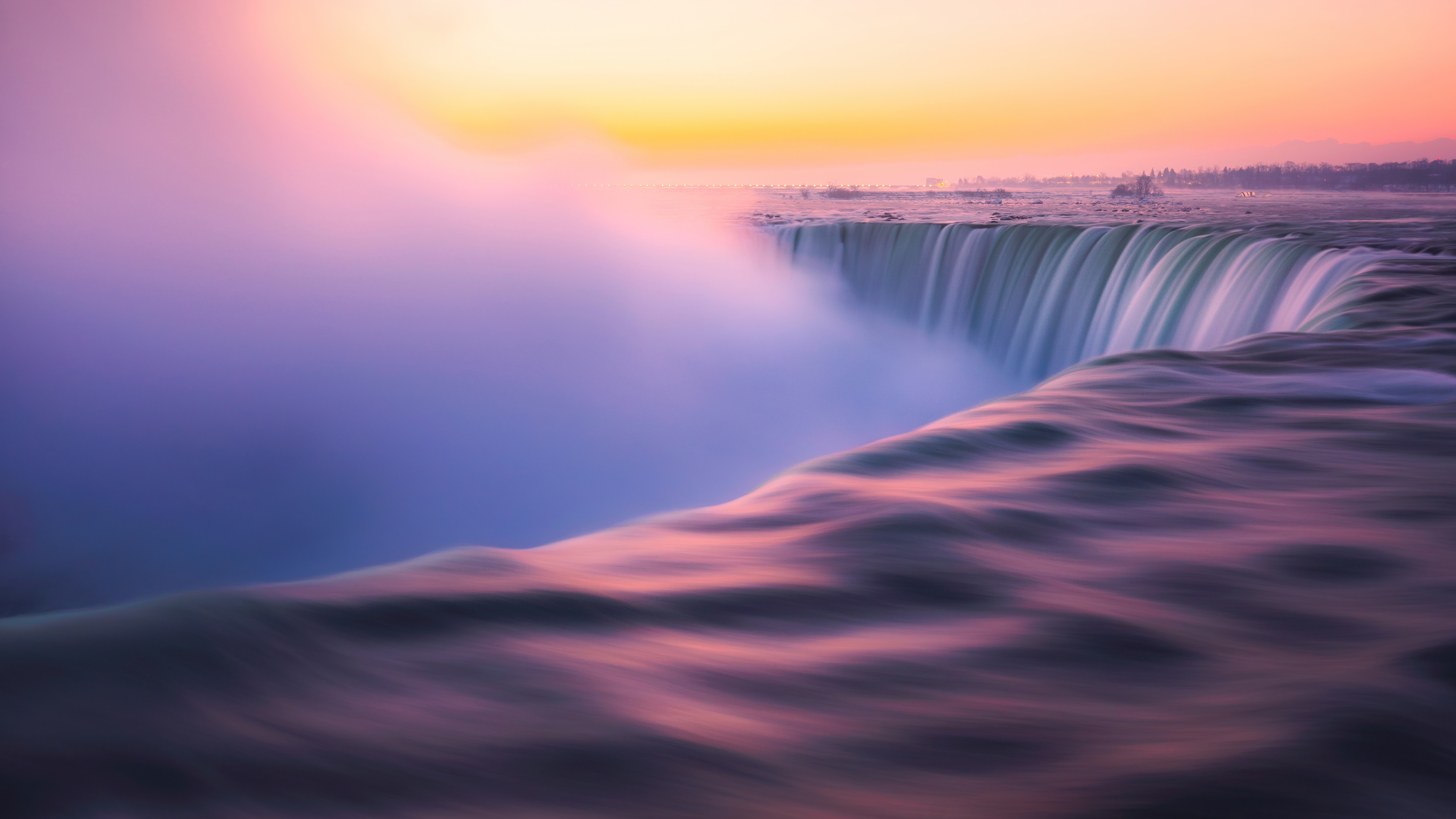 Niagara Falls at sunrise with mist HD Wallpaper