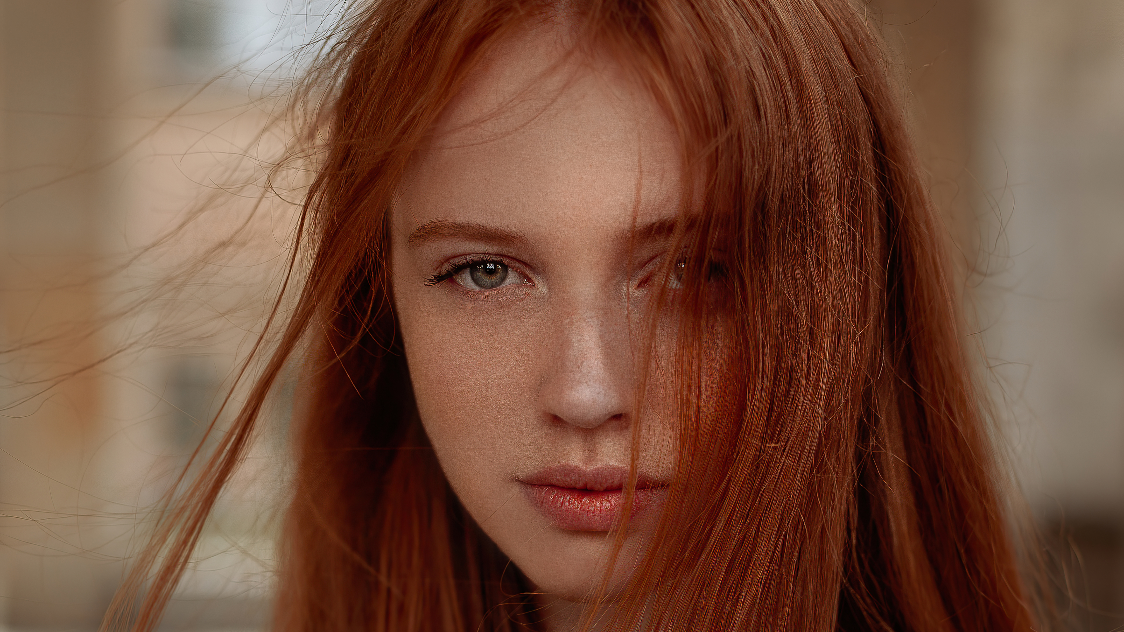 Redhead model portrait 4K HD Wallpaper