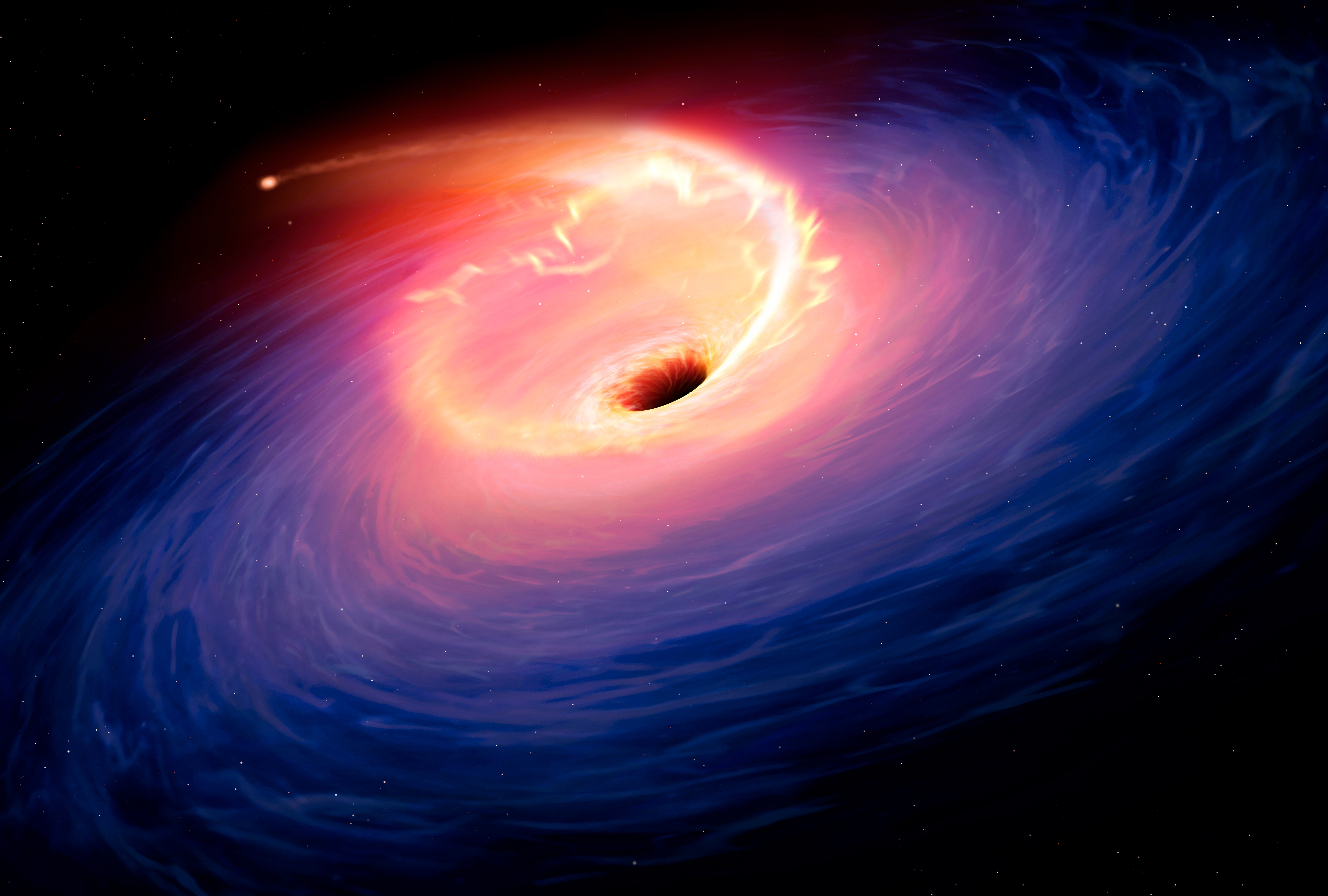 Black hole with accretion disk and star HD Wallpaper