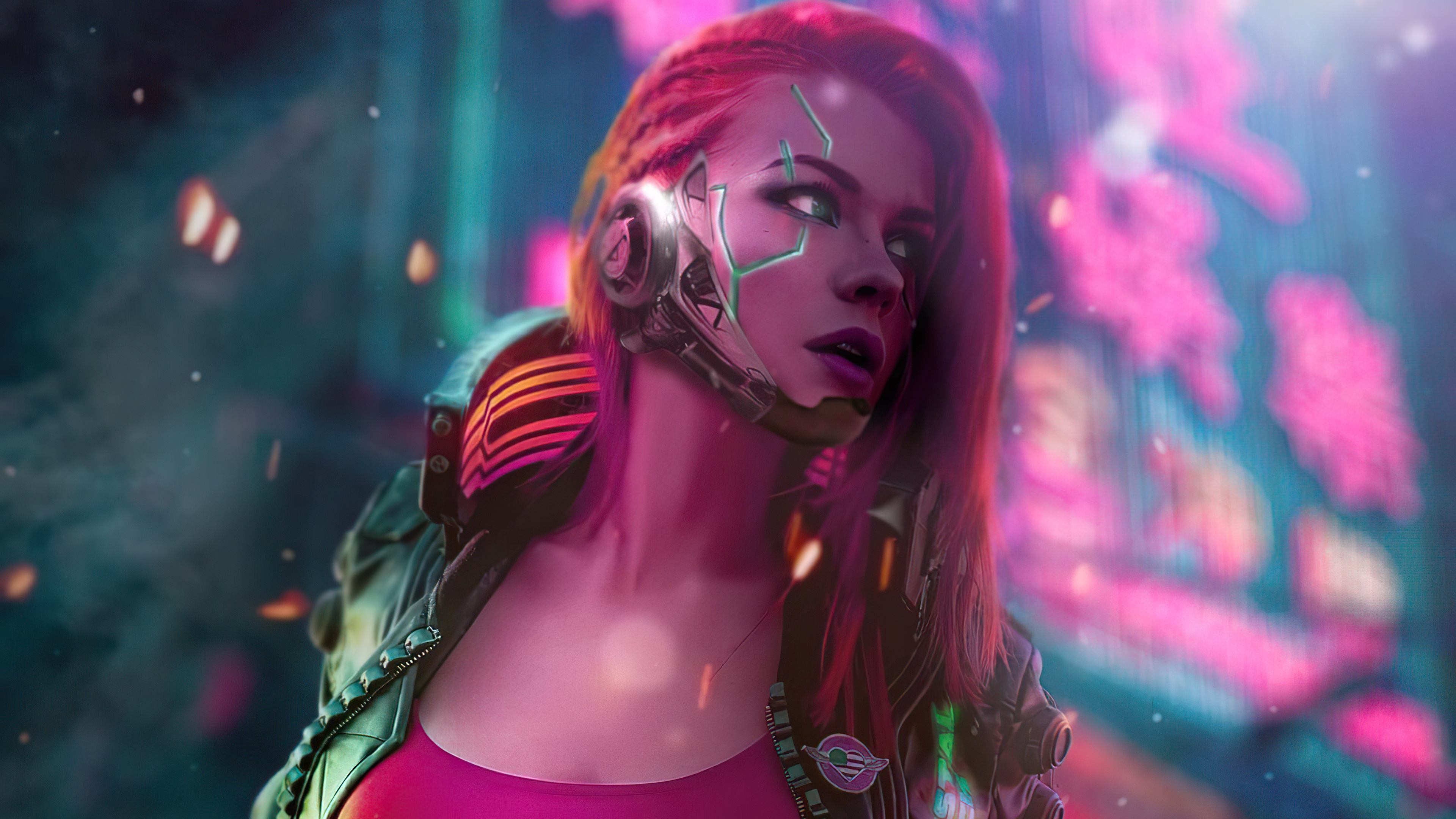 Cyberpunk woman with cybernetic implants 4K HD Wallpaper