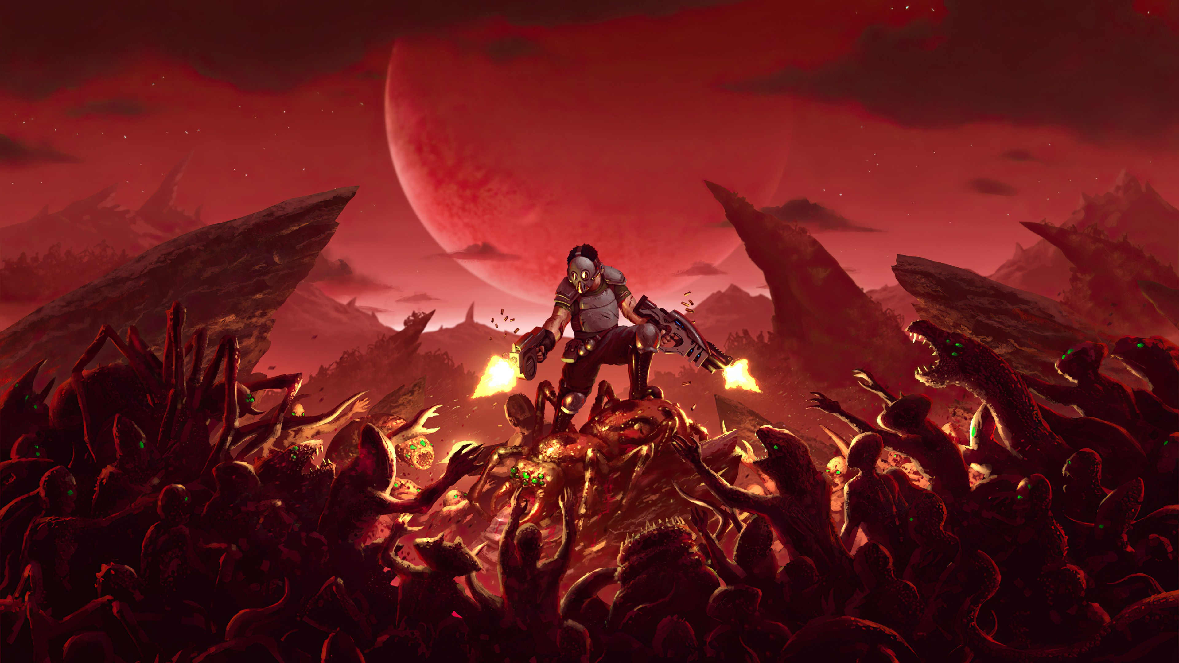 Crimsonland Action Shooter Game Scene HD Wallpaper