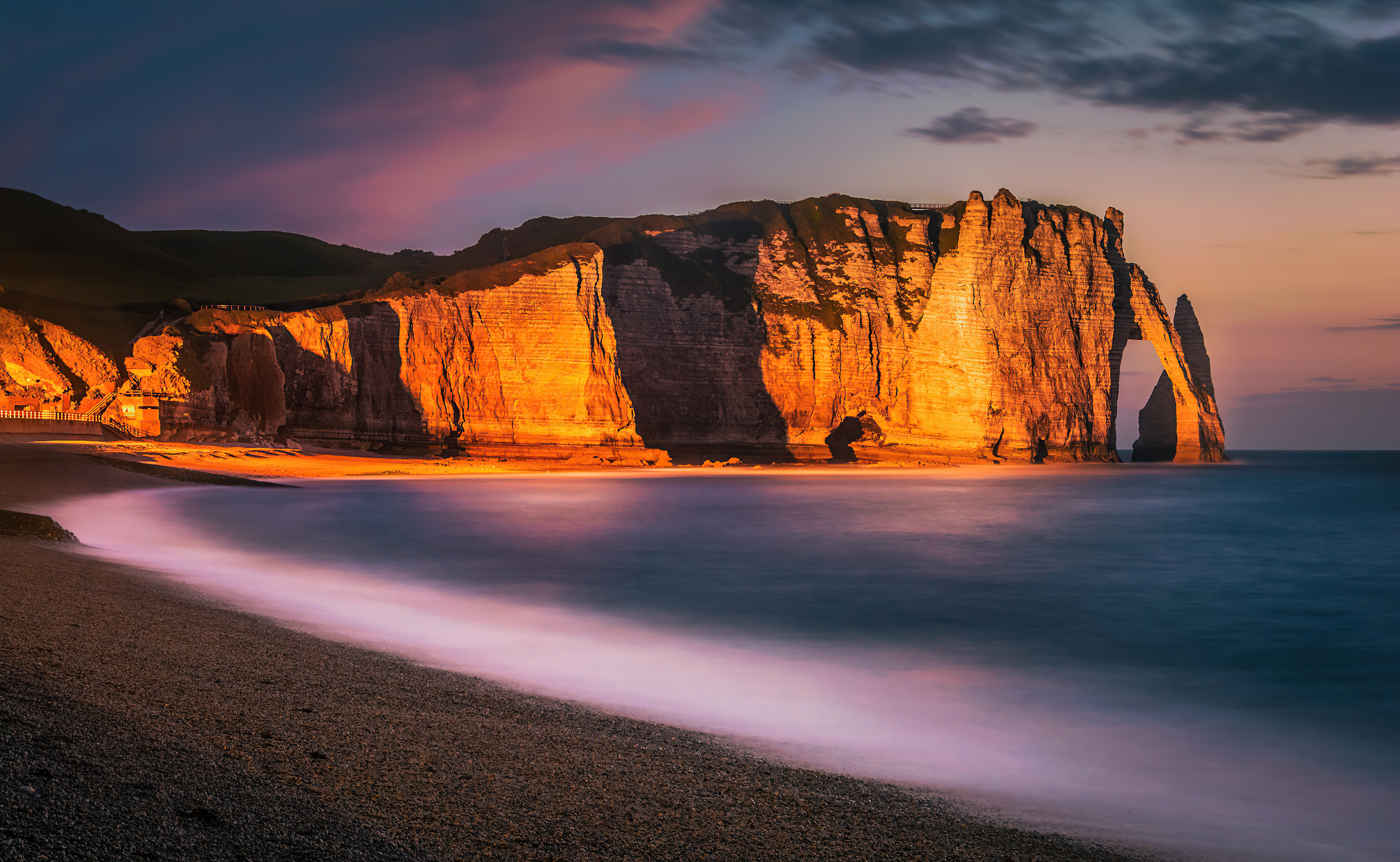 Etretat Cliffs at Sunset HD Wallpaper