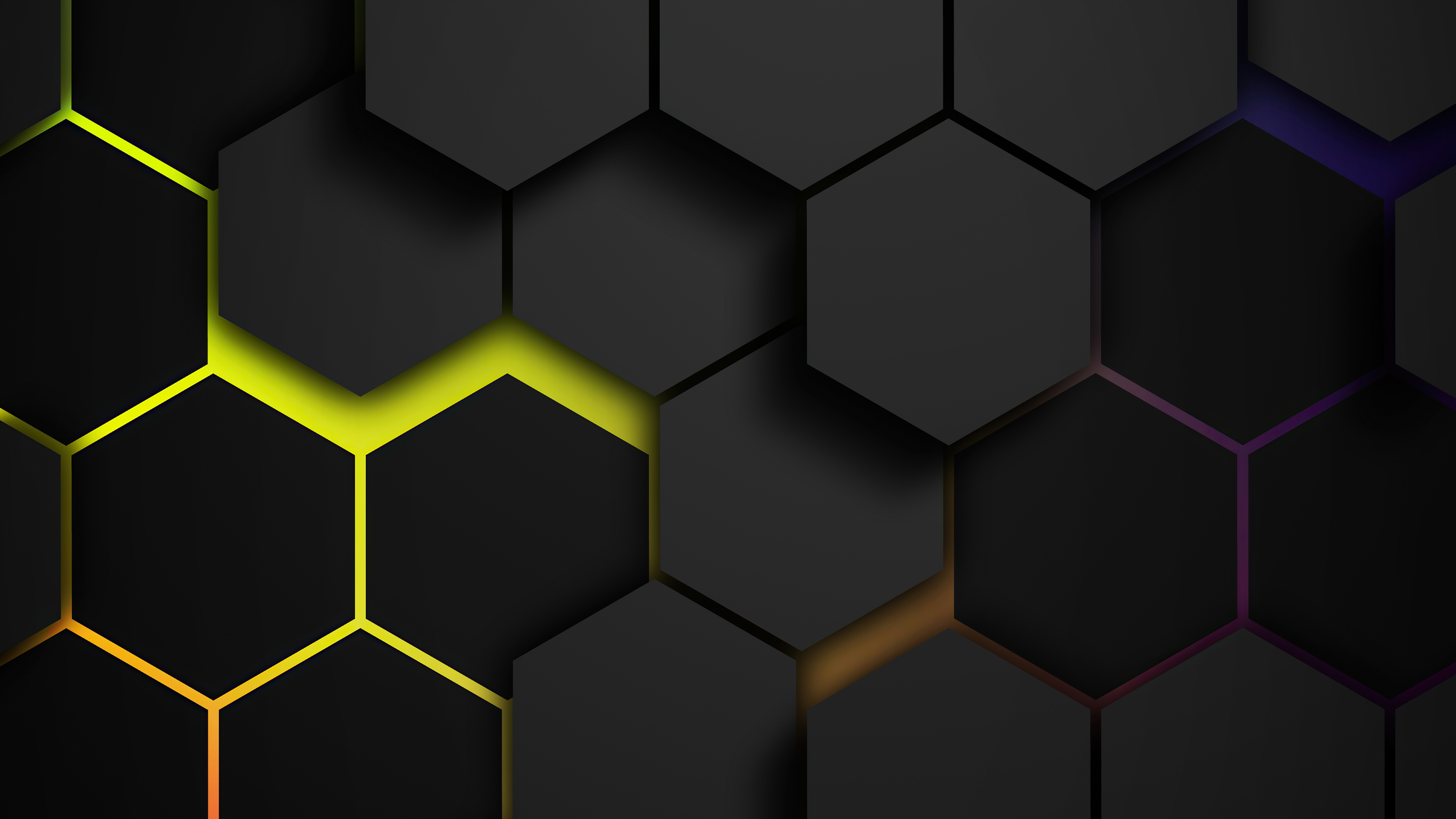 Abstract Hexagonal Pattern with Neon Glow HD Wallpaper