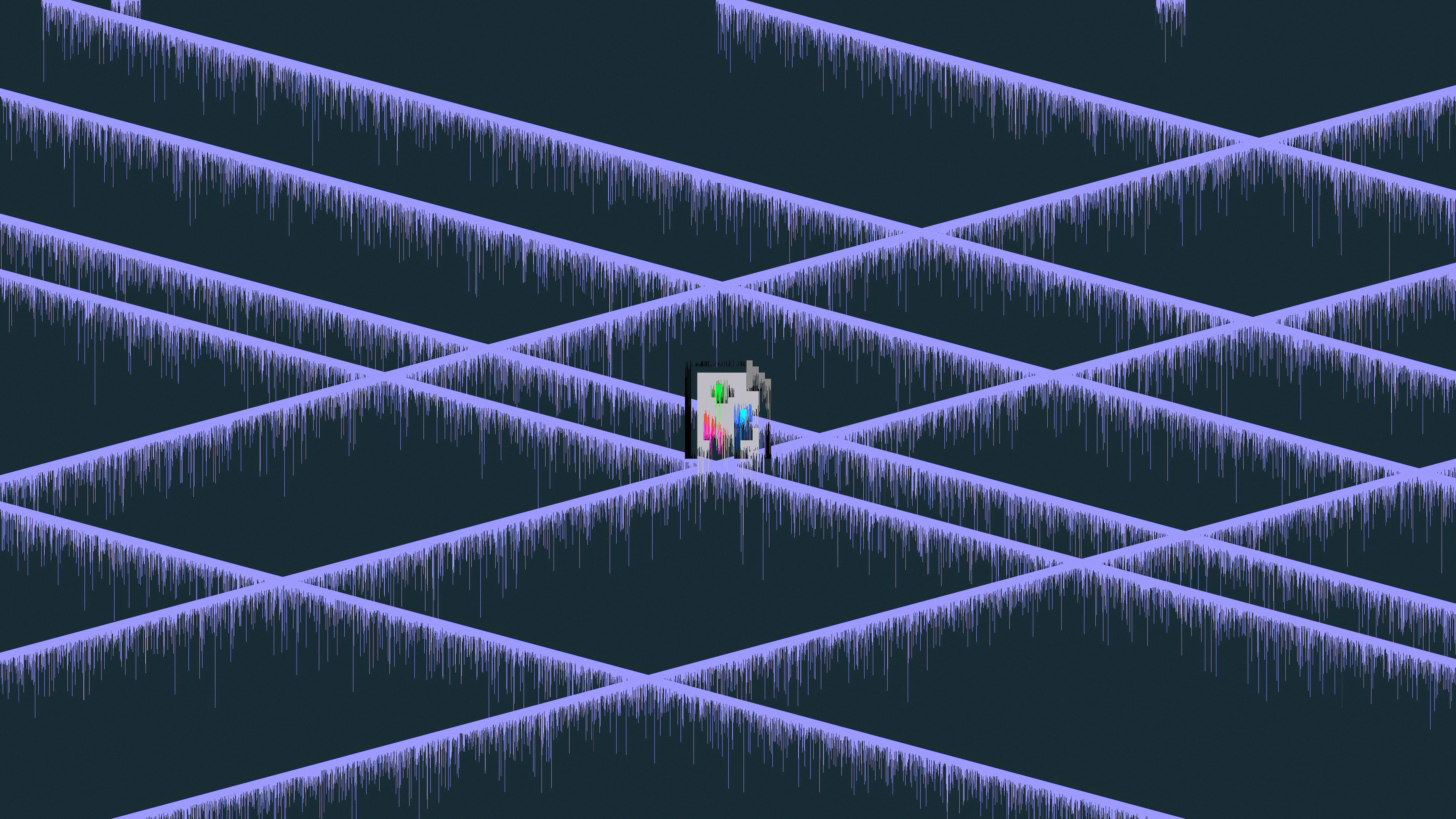 Glitch artwork with abstract ice formations HD Wallpaper
