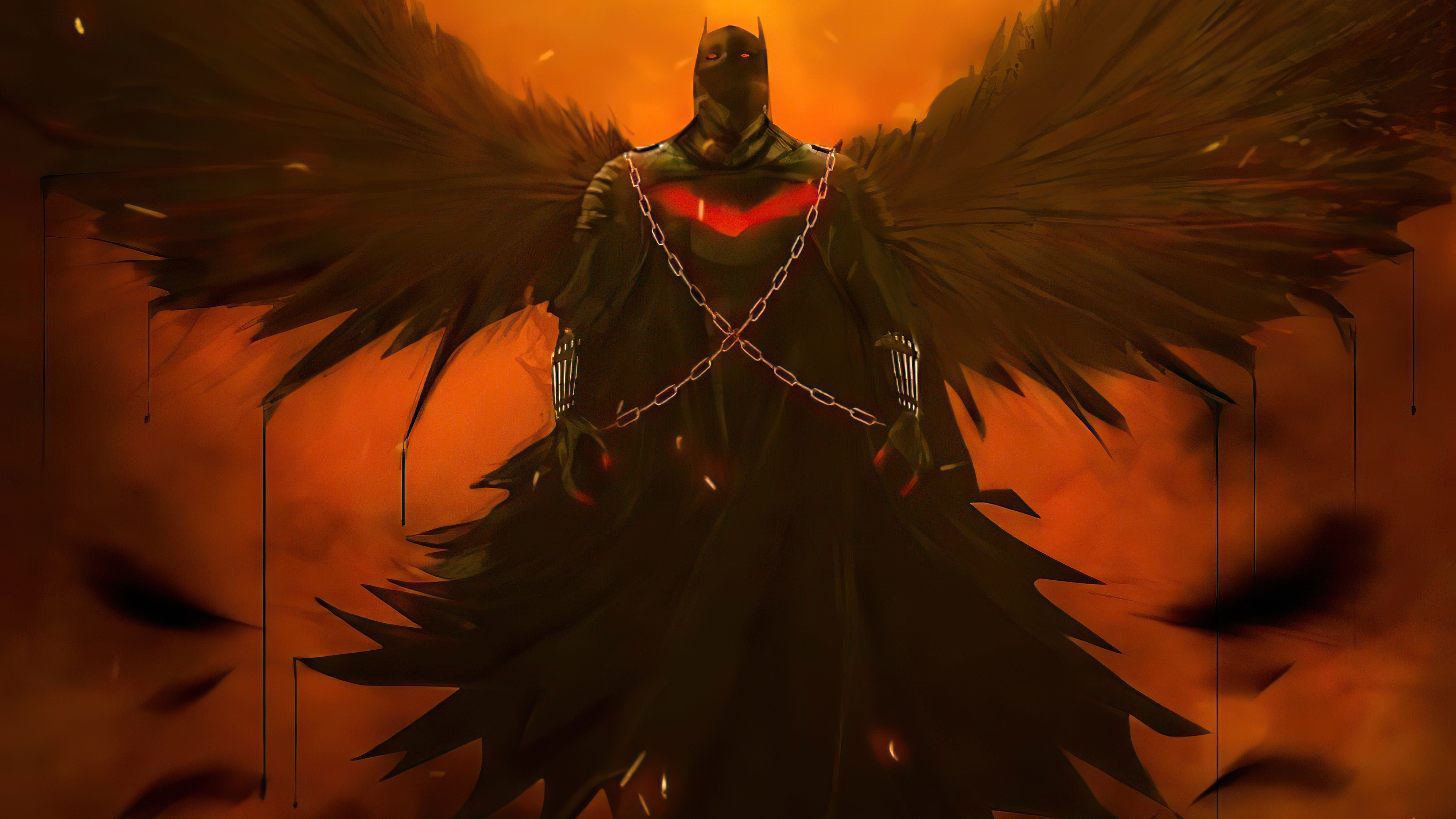 Batman with wings and chains artwork HD Wallpaper