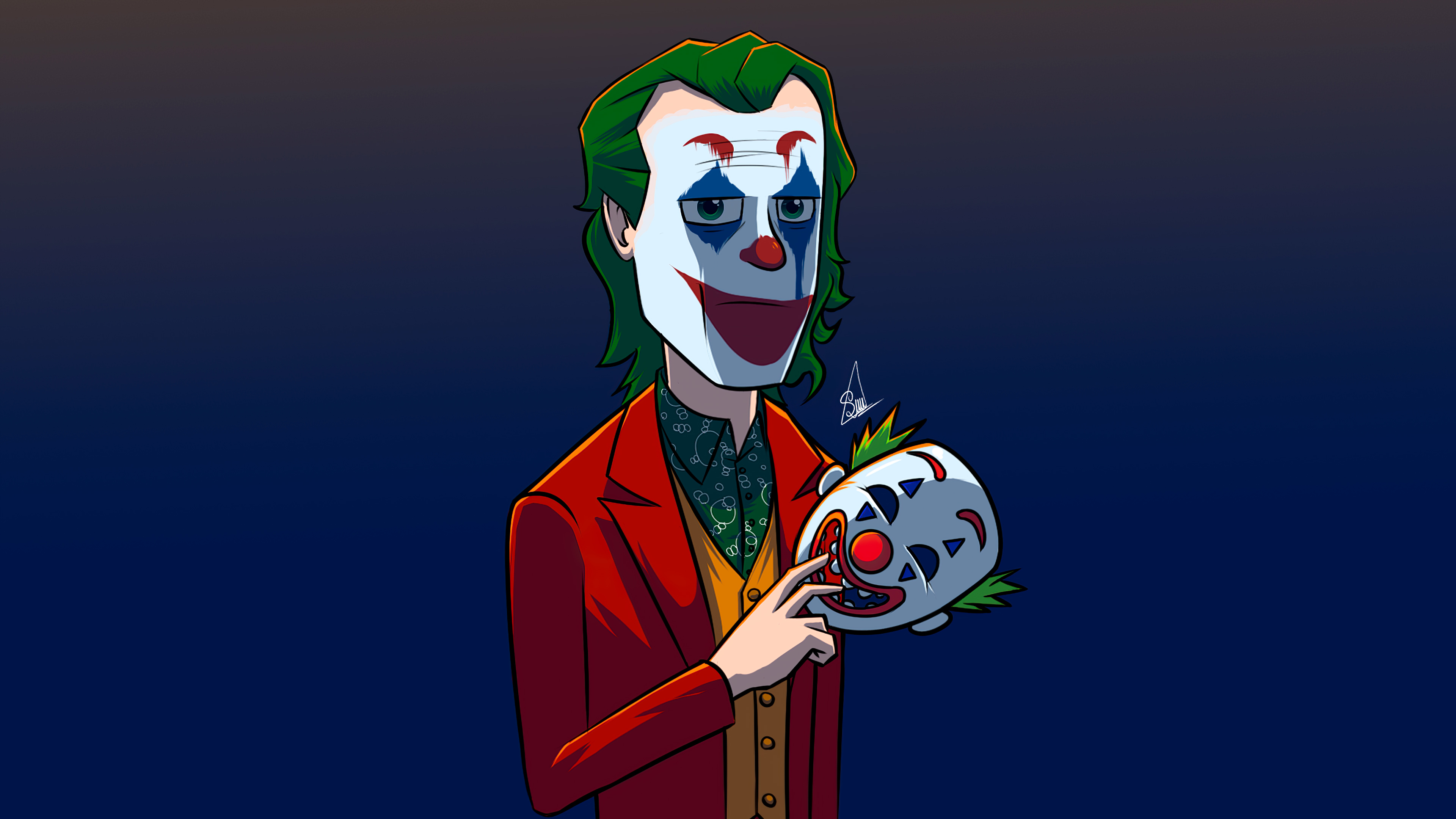 Joker holding a clown mask HD Wallpaper