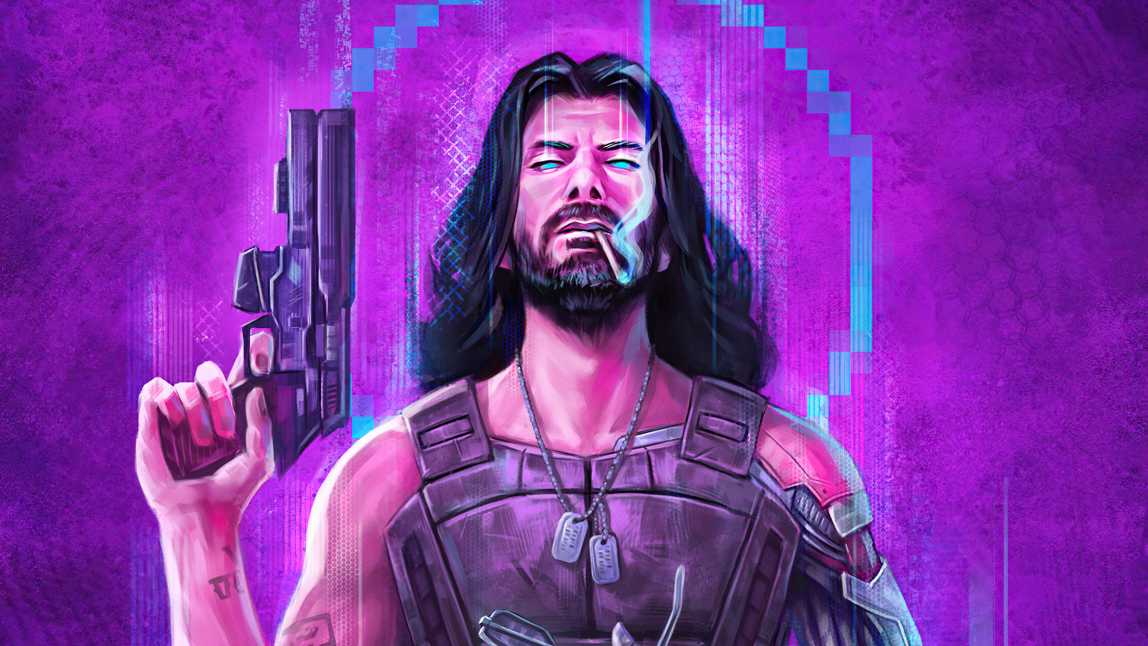 Keanu Reeves as Johnny Silverhand from Cyberpunk 2077 4K HD Wallpaper