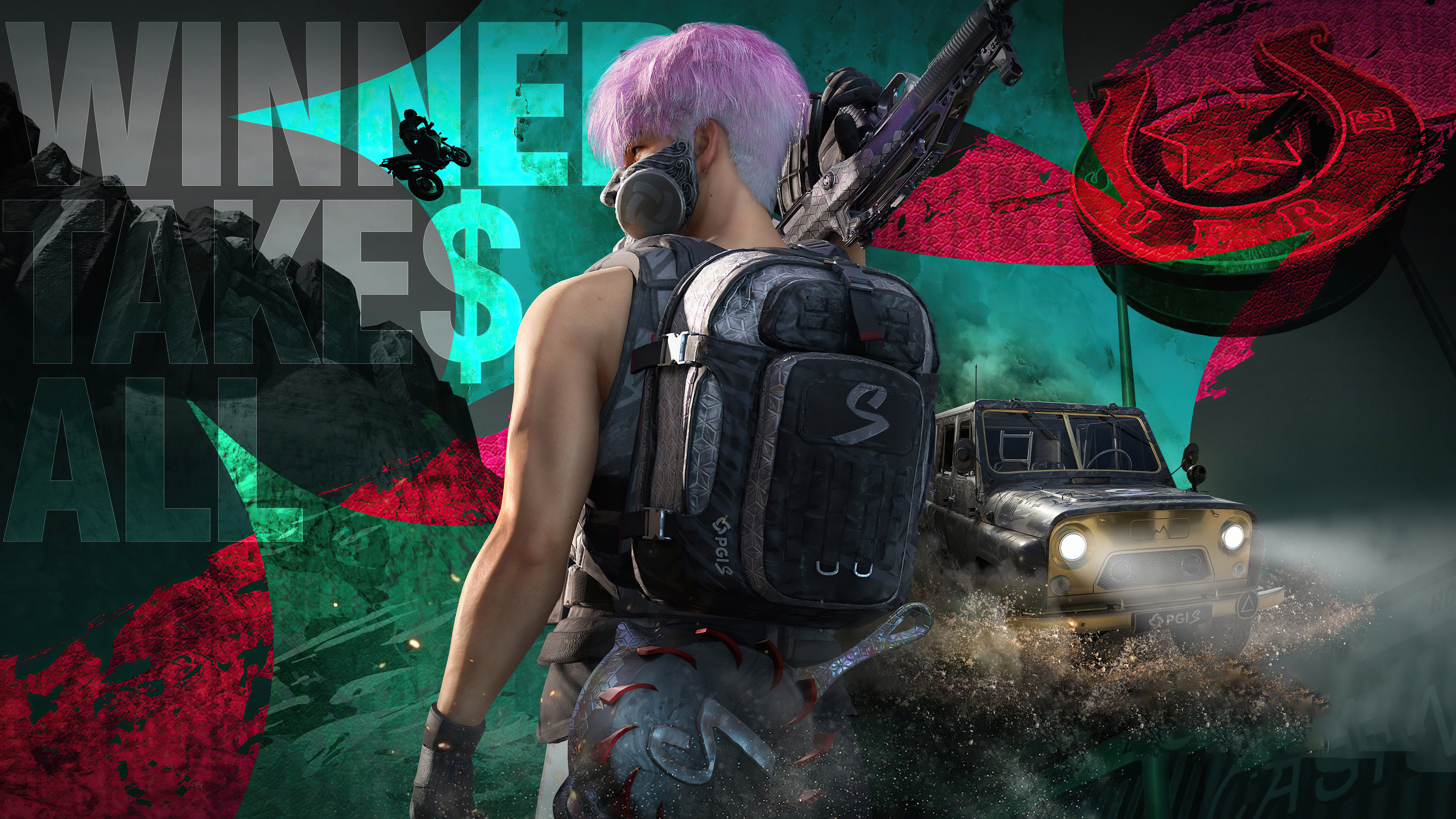 PlayerUnknown's Battlegrounds (PUBG) character with backpack and rifle HD Wallpaper