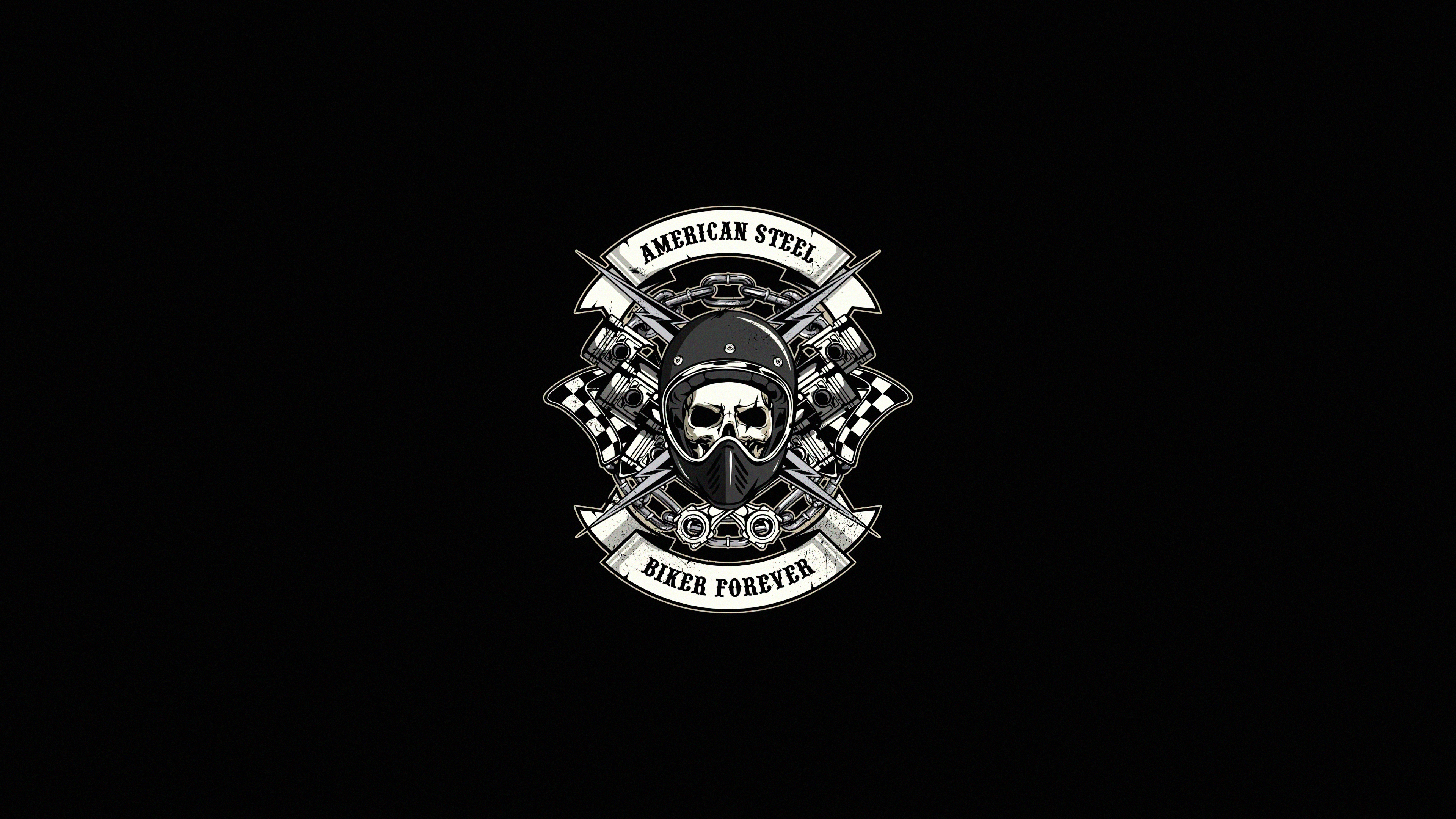 American Steel Biker Forever Skull Artwork HD Wallpaper