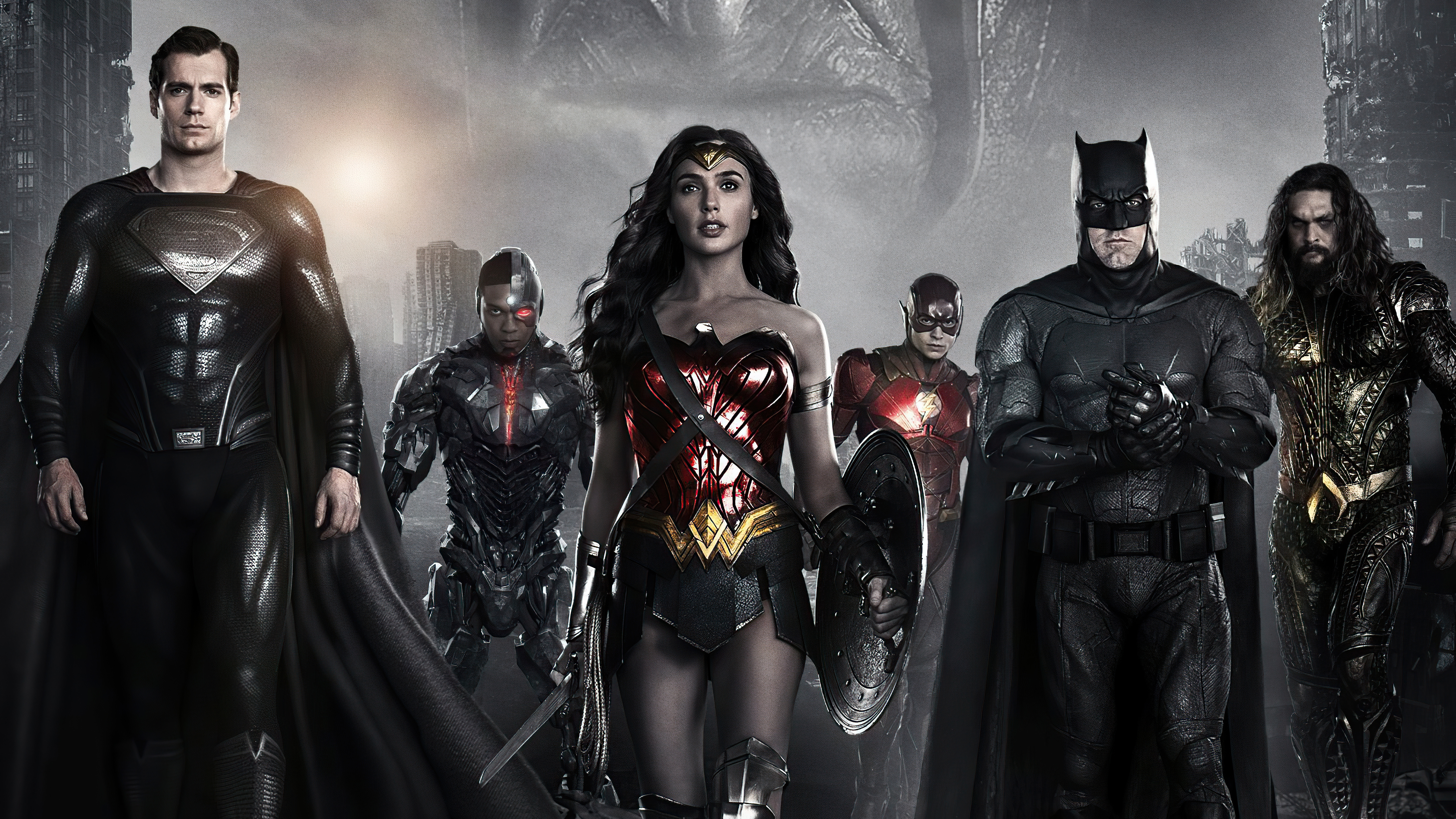 Justice League: Superman, Wonder Woman, Batman, Aquaman, Cyborg, Flash HD Wallpaper