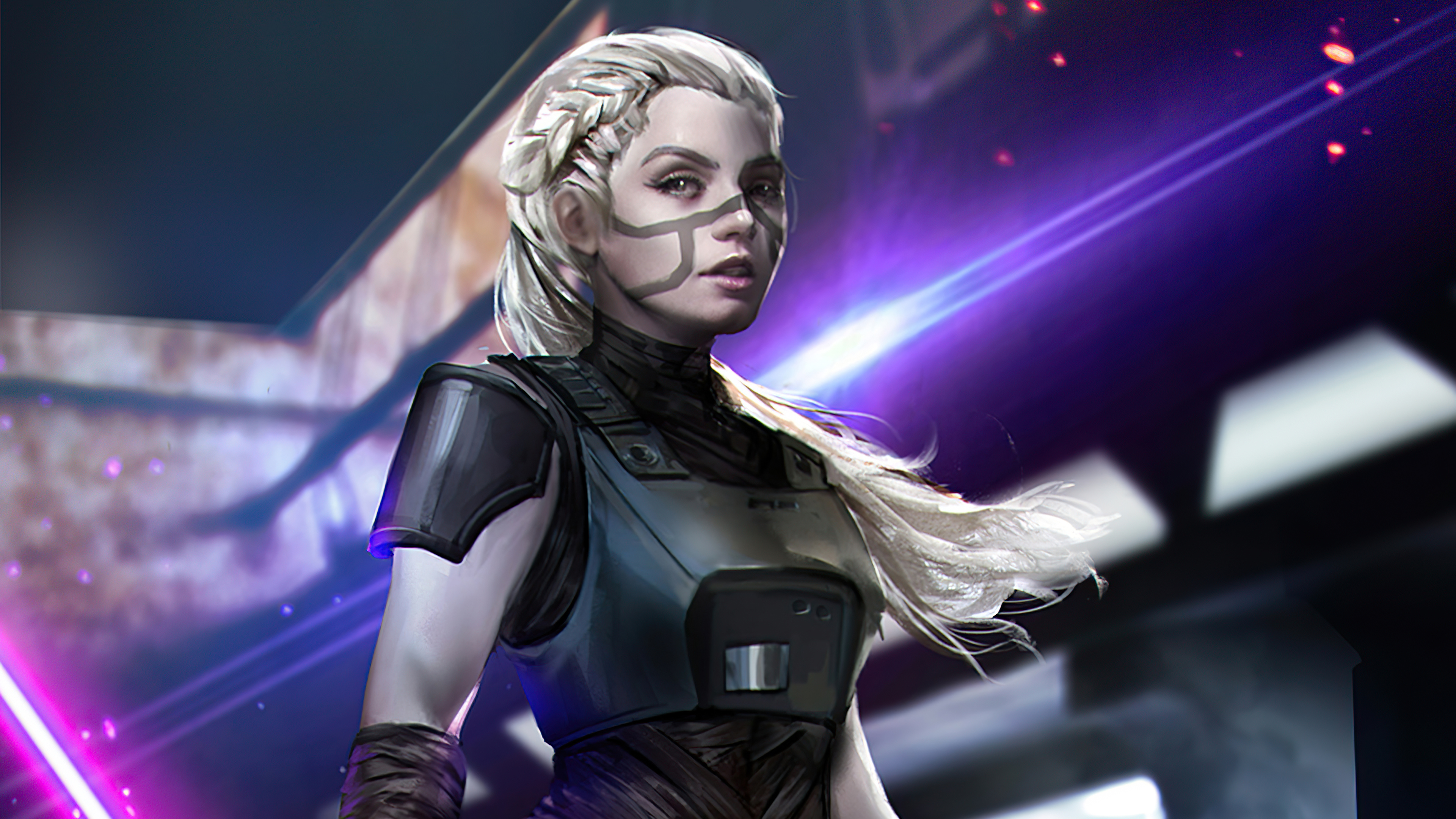 Woman with white hair and face paint from Star Wars HD Wallpaper