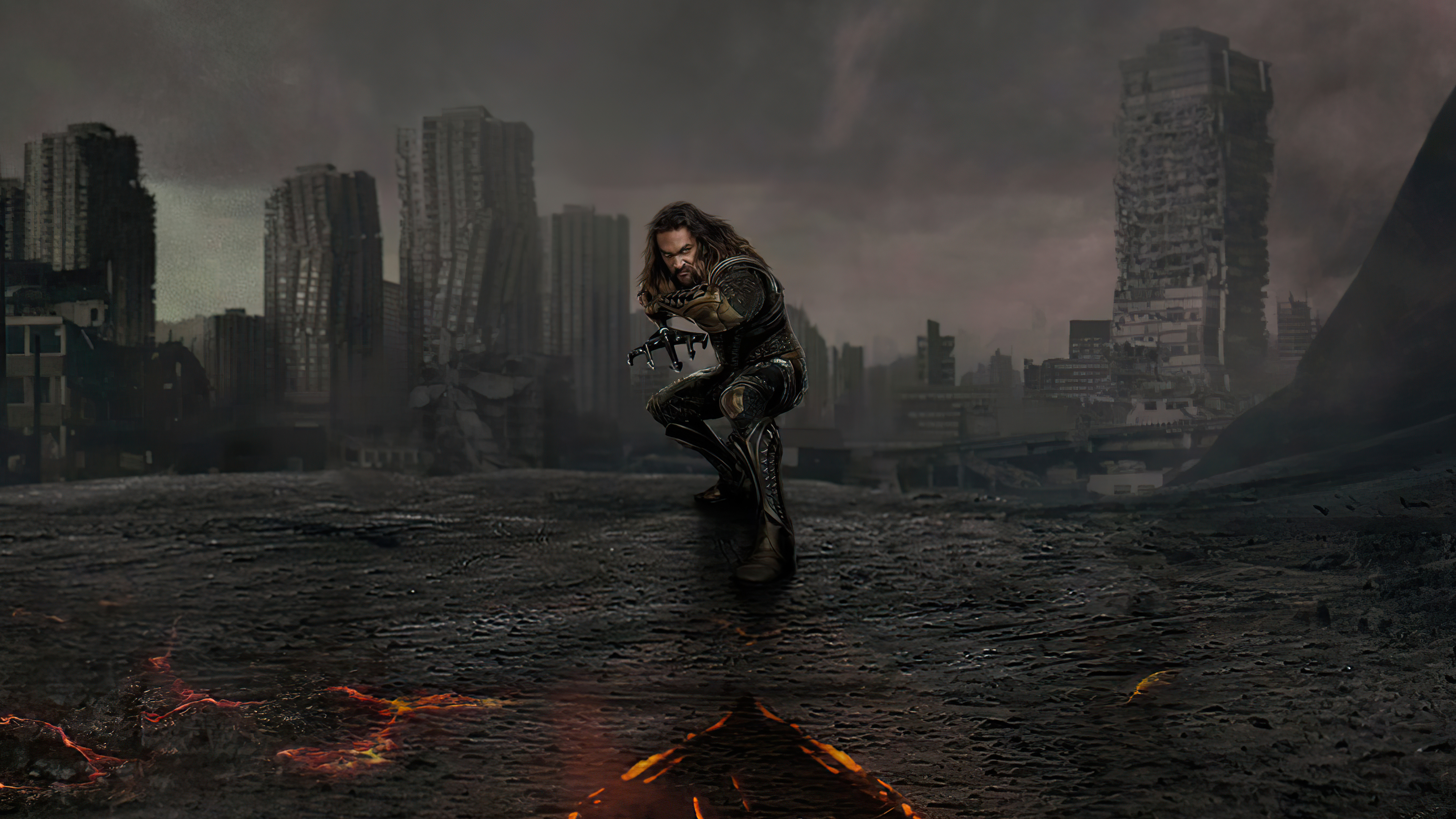 Aquaman in a ruined city HD Wallpaper
