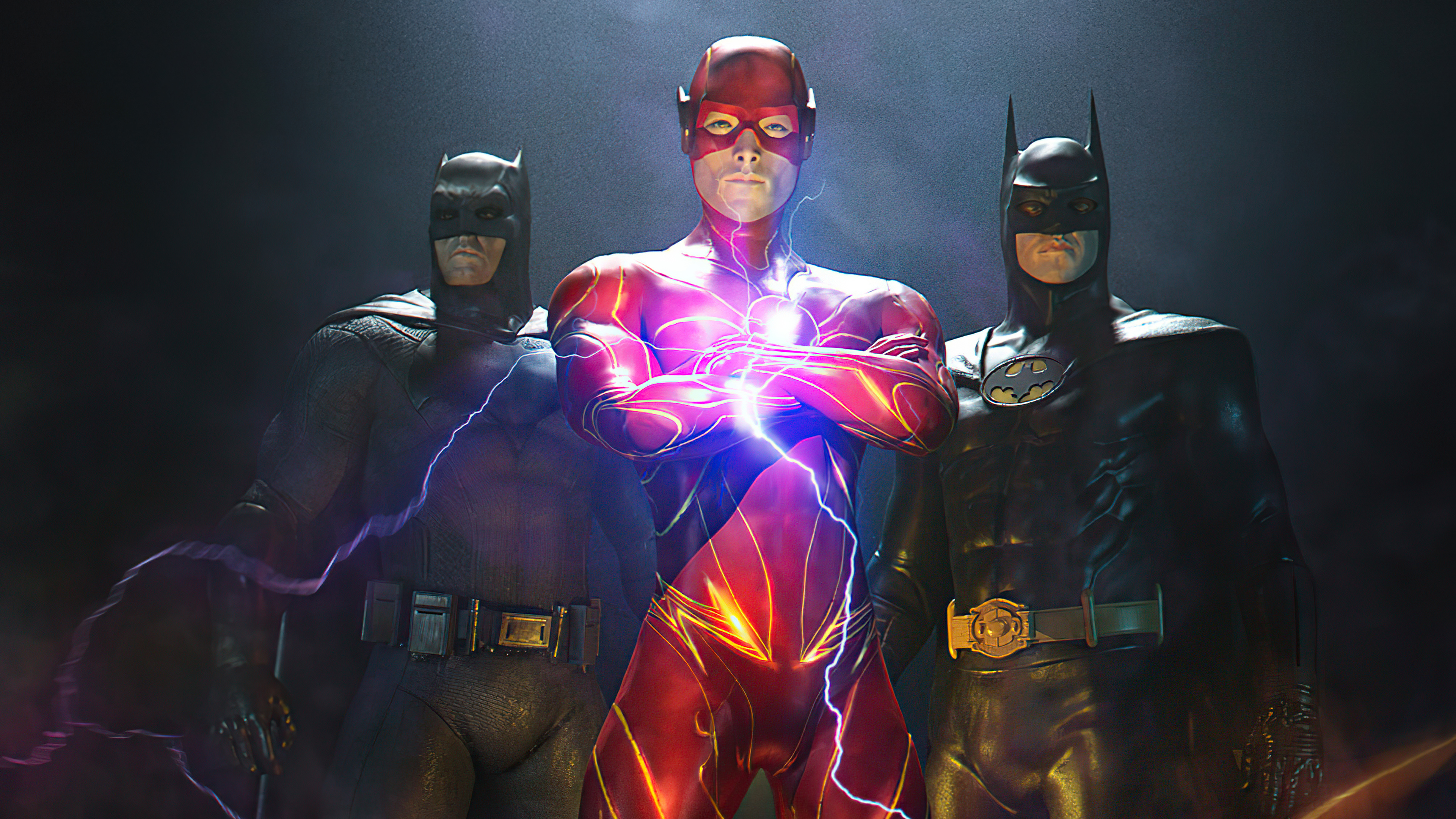 The Flash and two Batmen in 4K HD Wallpaper