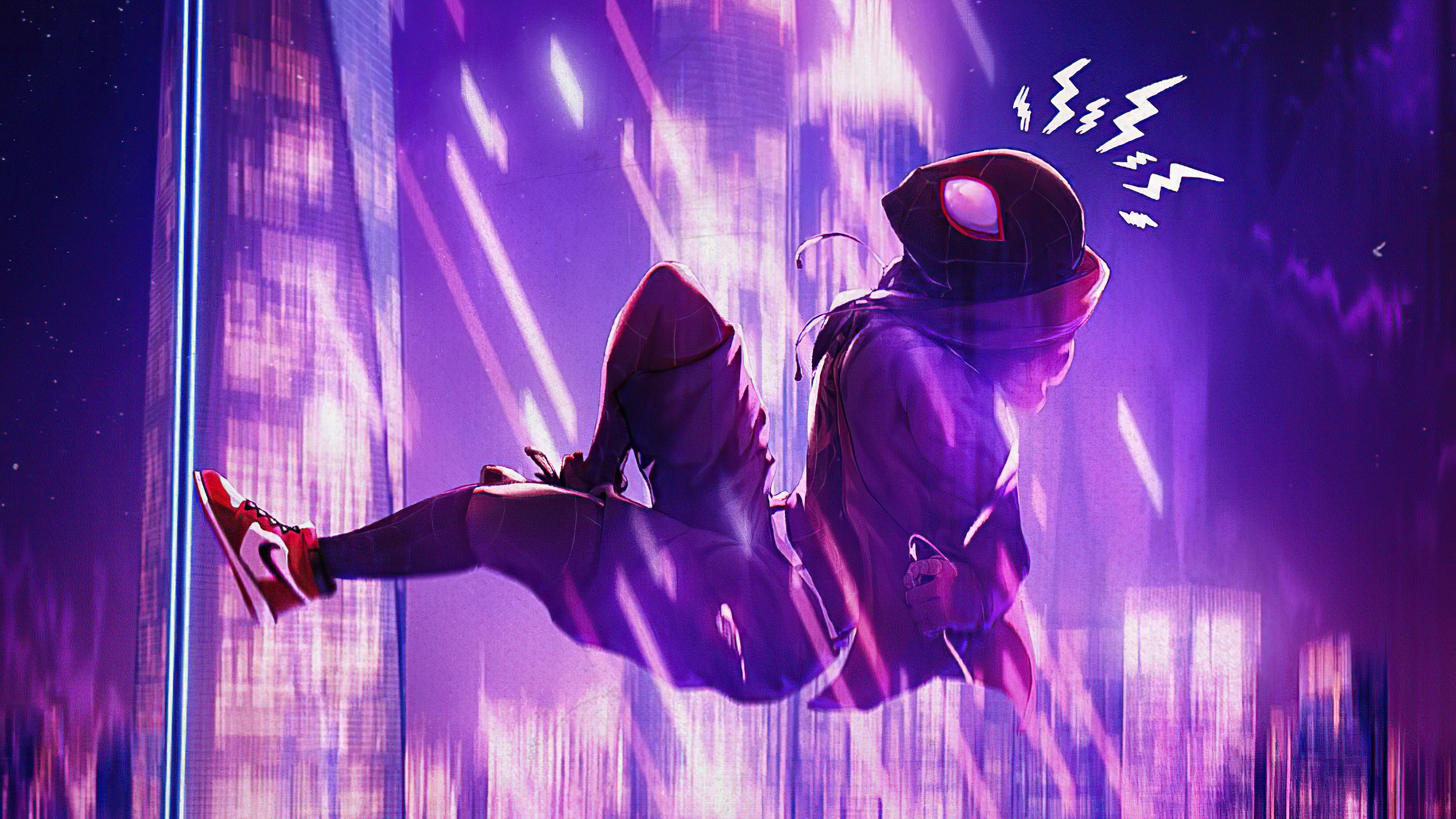 Miles Morales from Spider-Man: Into the Spider-Verse falling HD Wallpaper