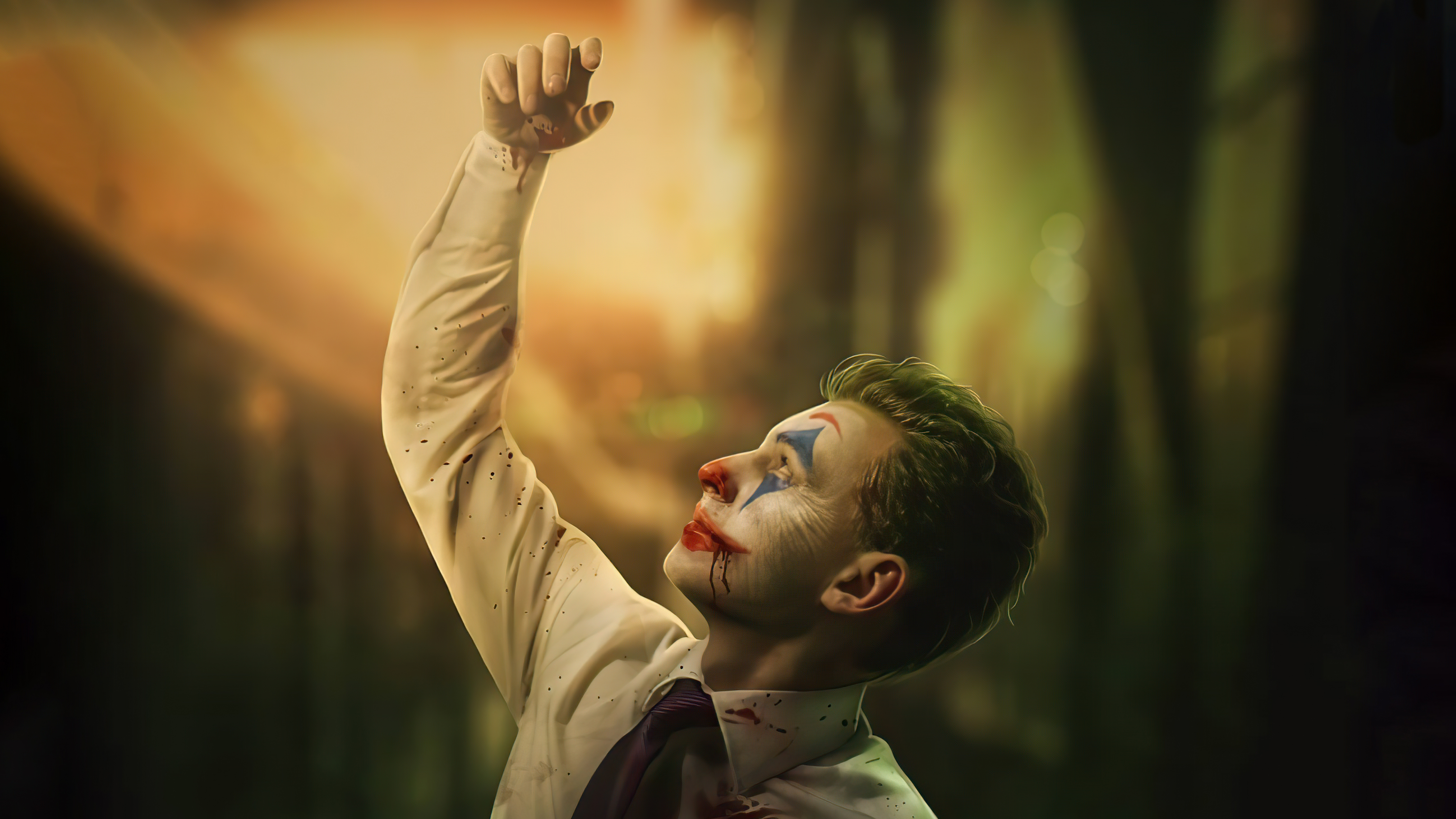 Joker artwork with blood splatters HD Wallpaper