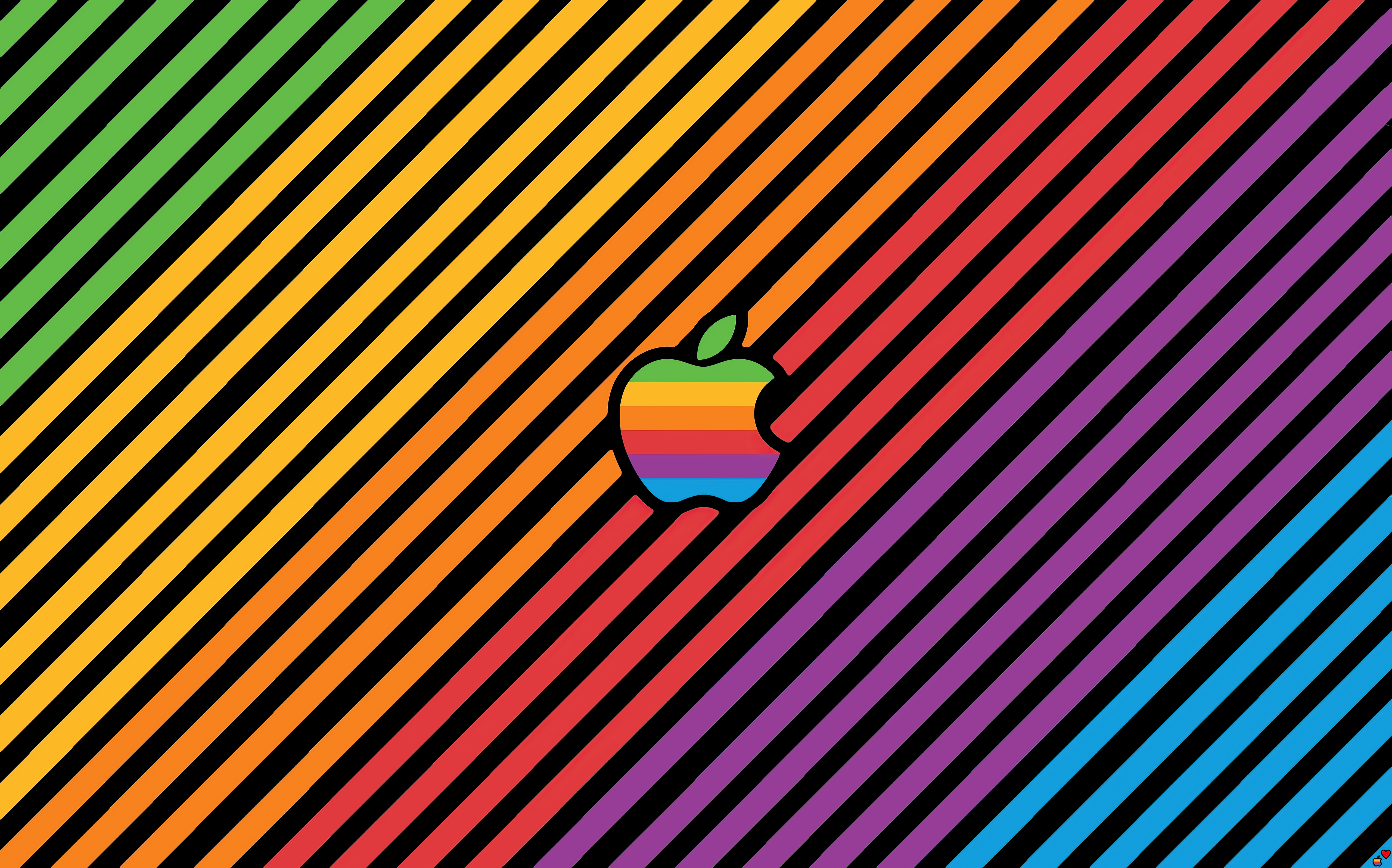 Apple logo with rainbow stripes wallpaper HD Wallpaper